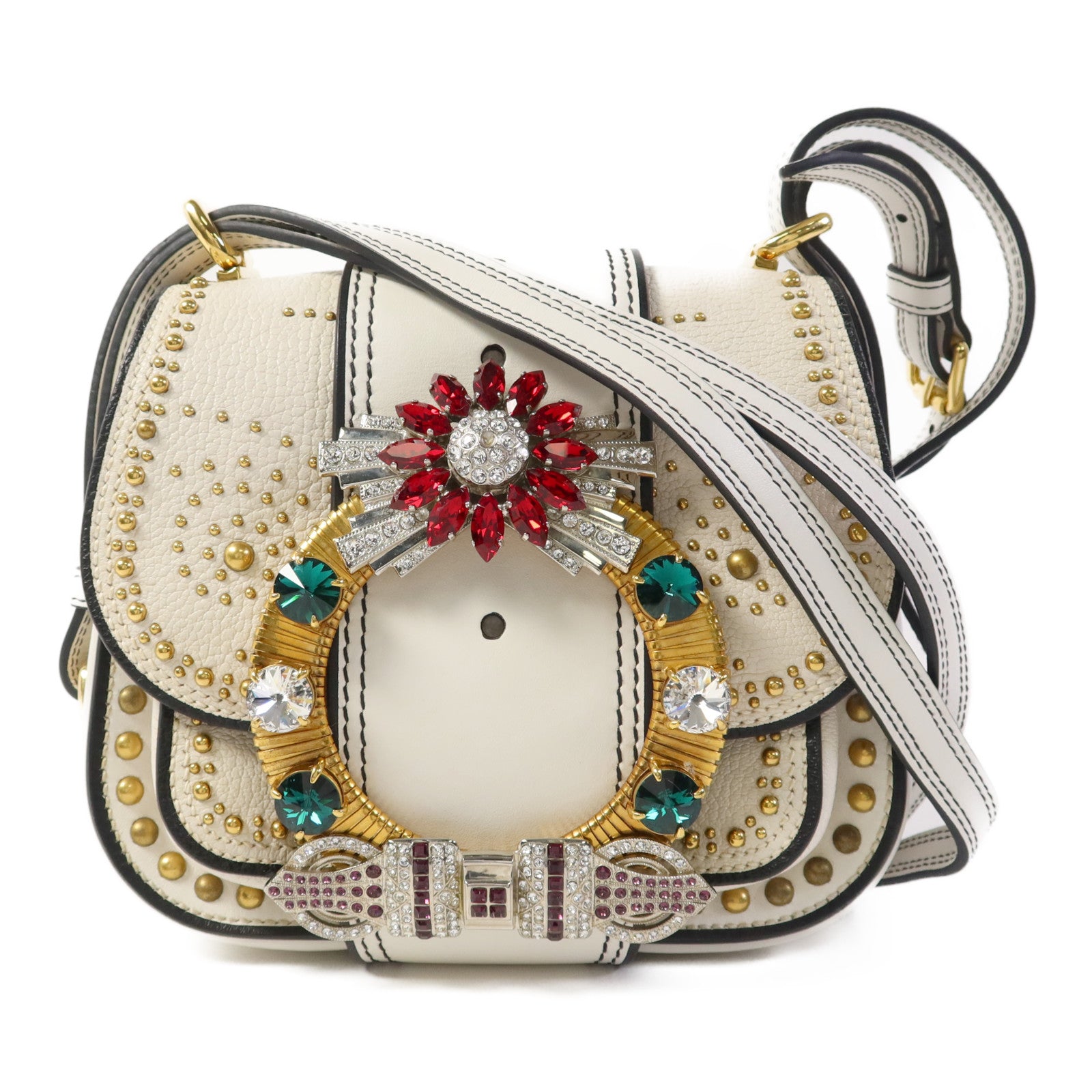 Miu Miu 牛皮皮革Shoulder Bag金扣肩背袋