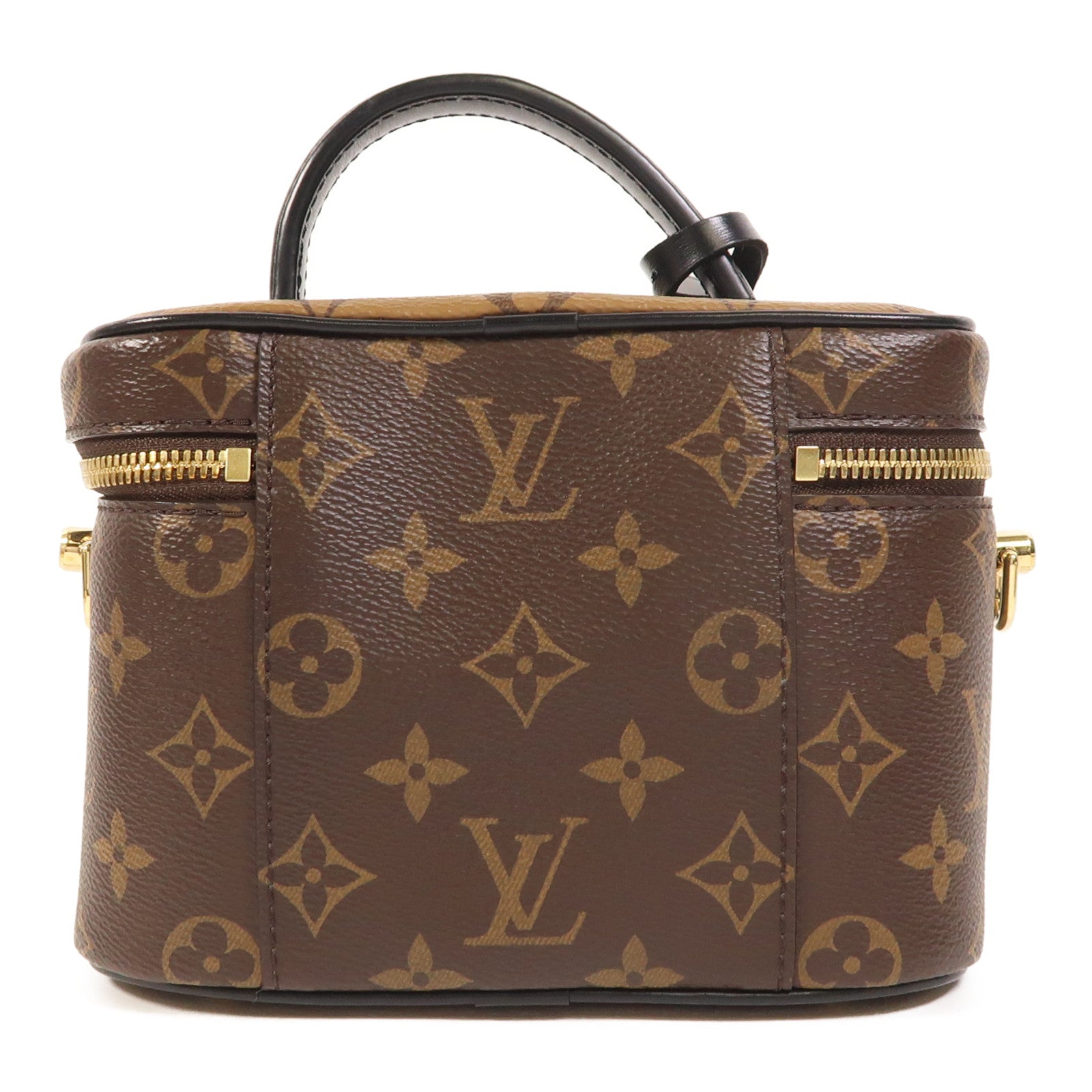 LOUIS VUITTON Monogram Reverse Vanity PM金扣手挽肩背兩用袋棕色