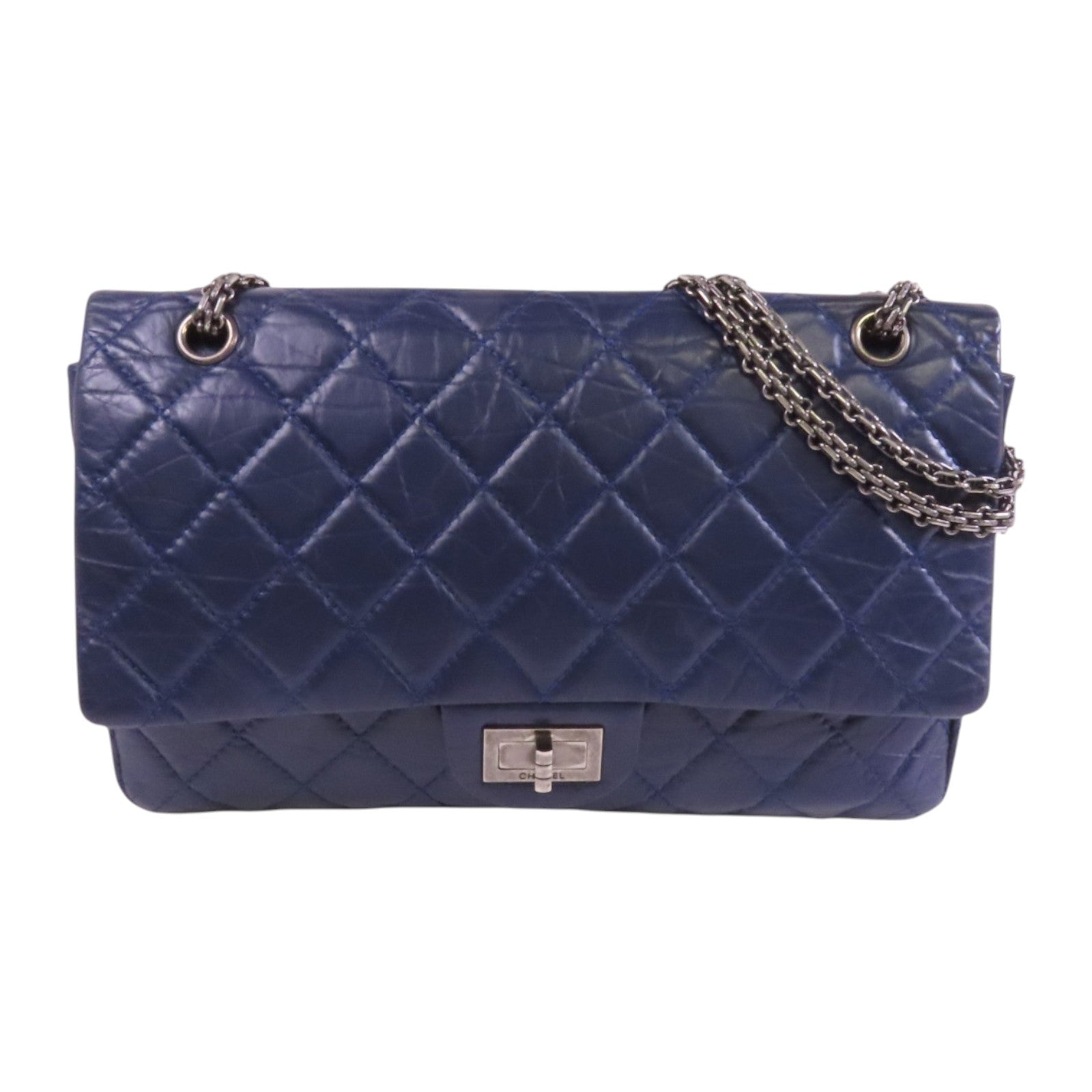 CHANEL 牛皮皮革2.55銀扣鏈帶肩背袋