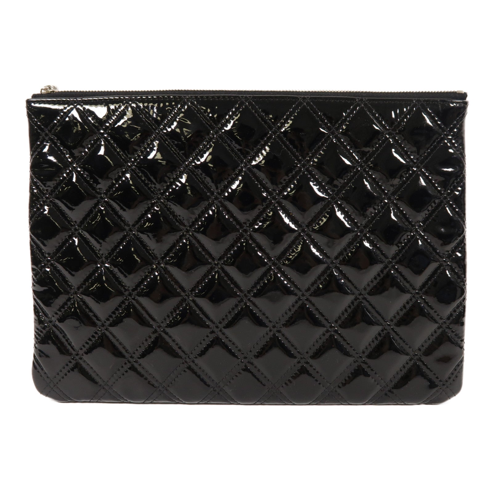 CHANEL 漆皮皮革Clutch Bag銀扣手拿包