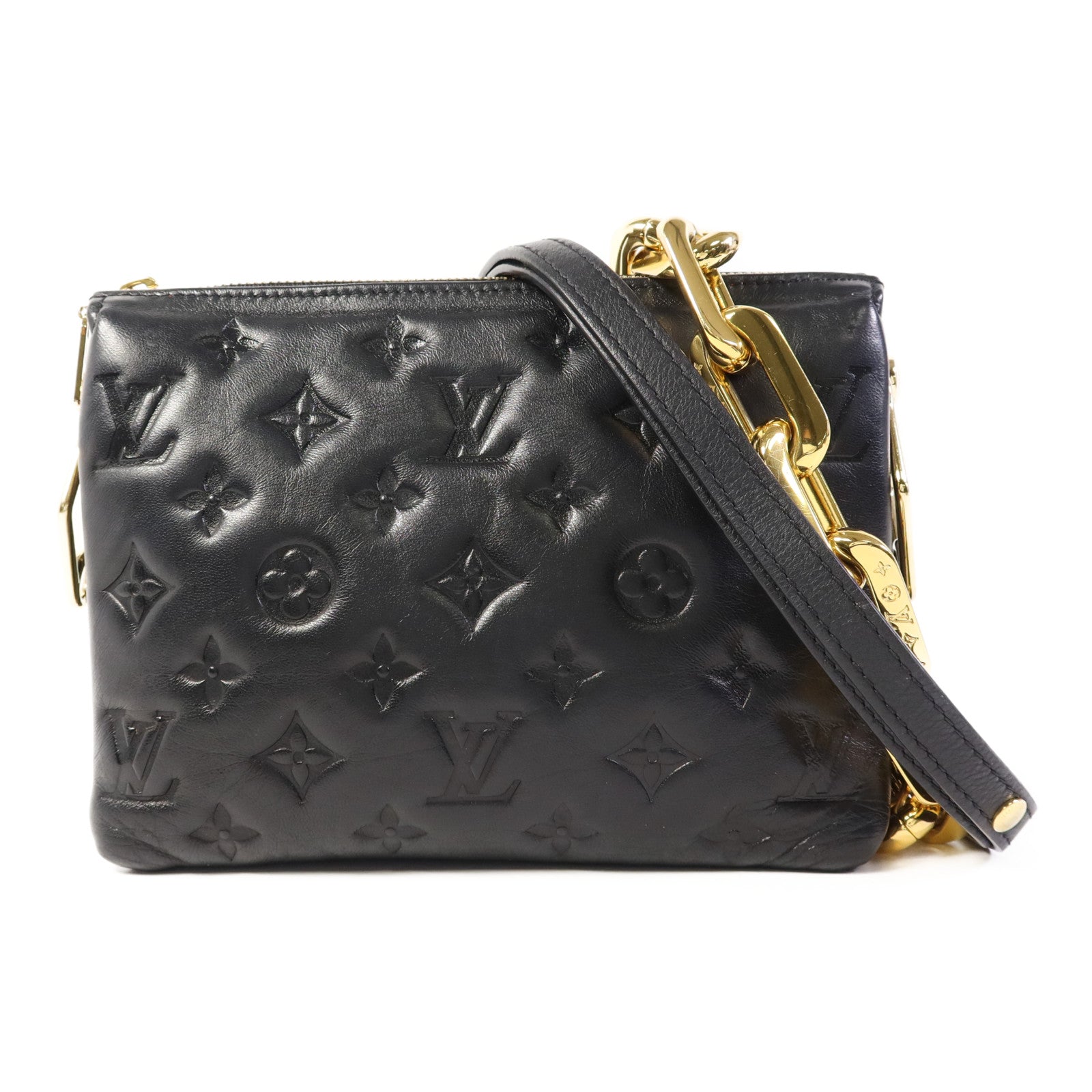 LOUIS VUITTON 【激減優惠】Monogram Embossed Coussin BB金扣鏈帶手挽肩背兩用袋