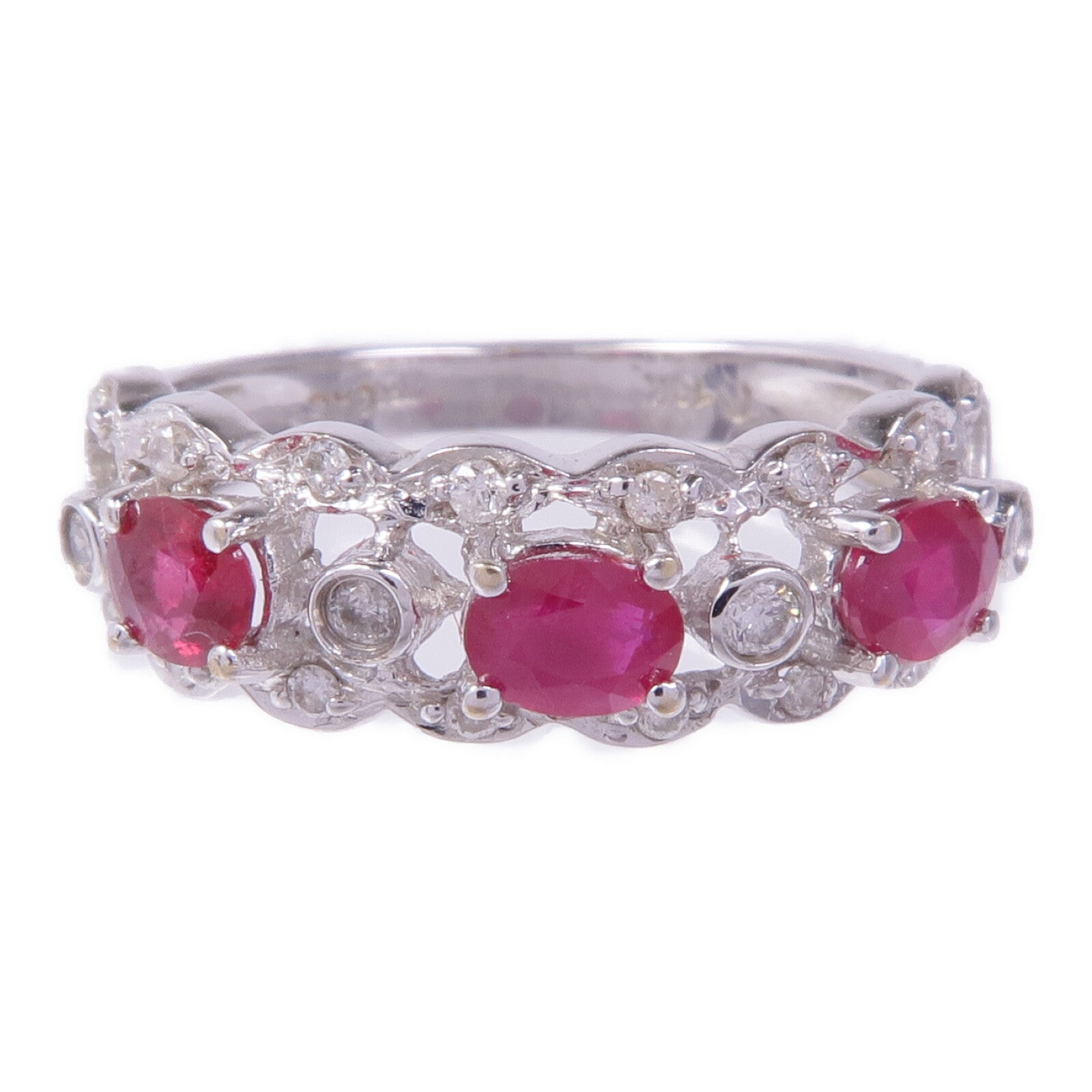 JEWELRY 【激減優惠】18K白金Ruby Diamond Ring紅寶石/鑽石戒指US#6.5