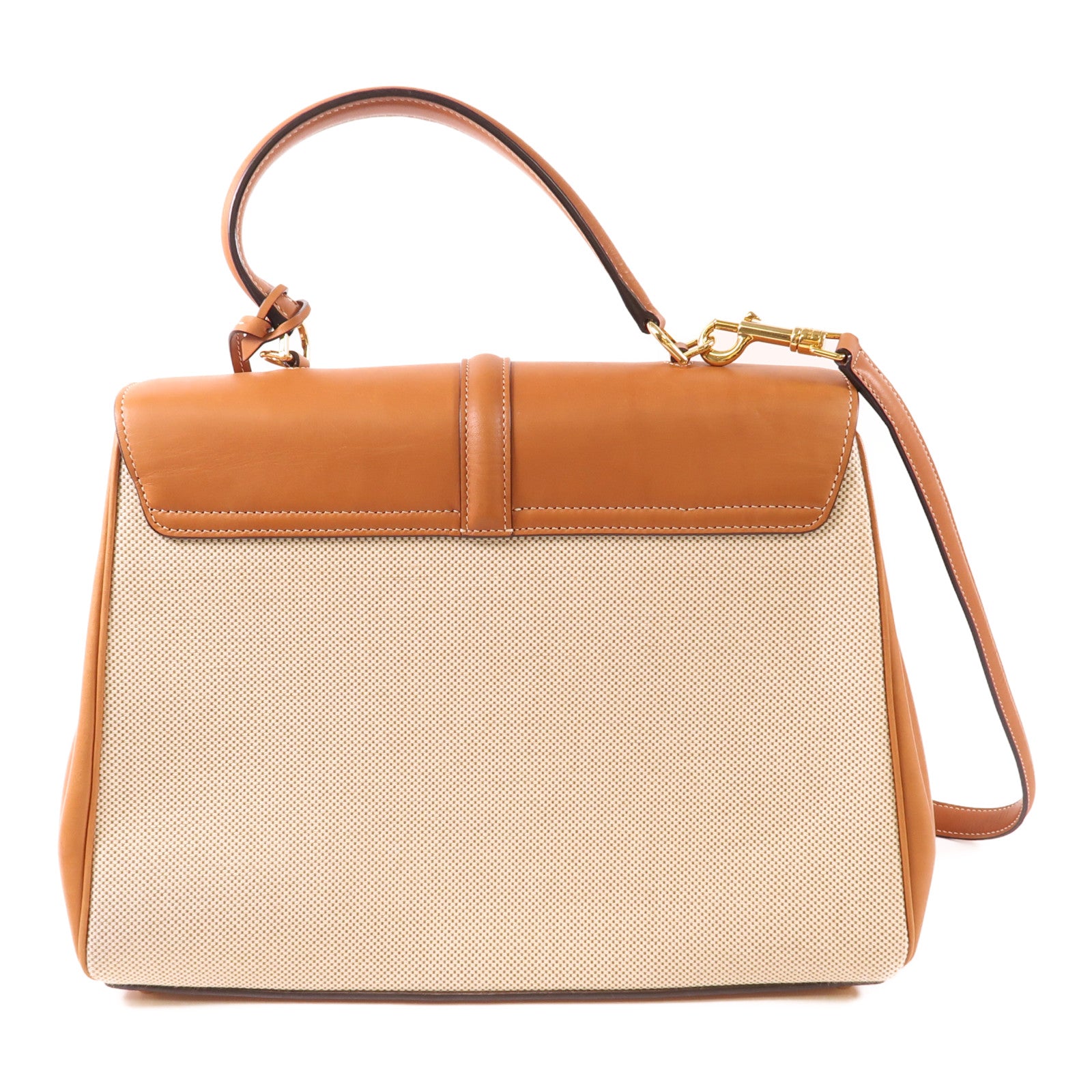 CELINE 【激減優惠】帆布/牛皮皮革Classique 16金扣手挽肩背兩用袋