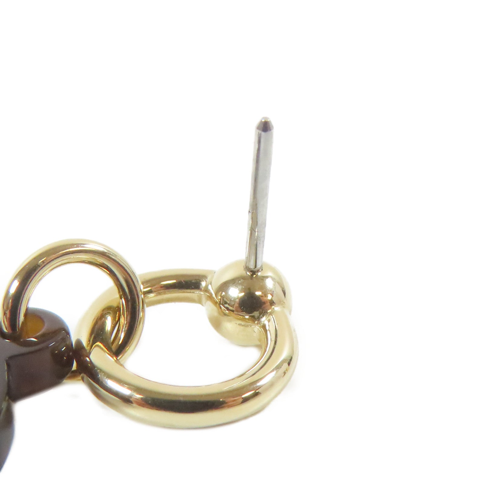 HERMES 【激減優惠】Horn/金屬Pierced Earring耳環啡色/金色