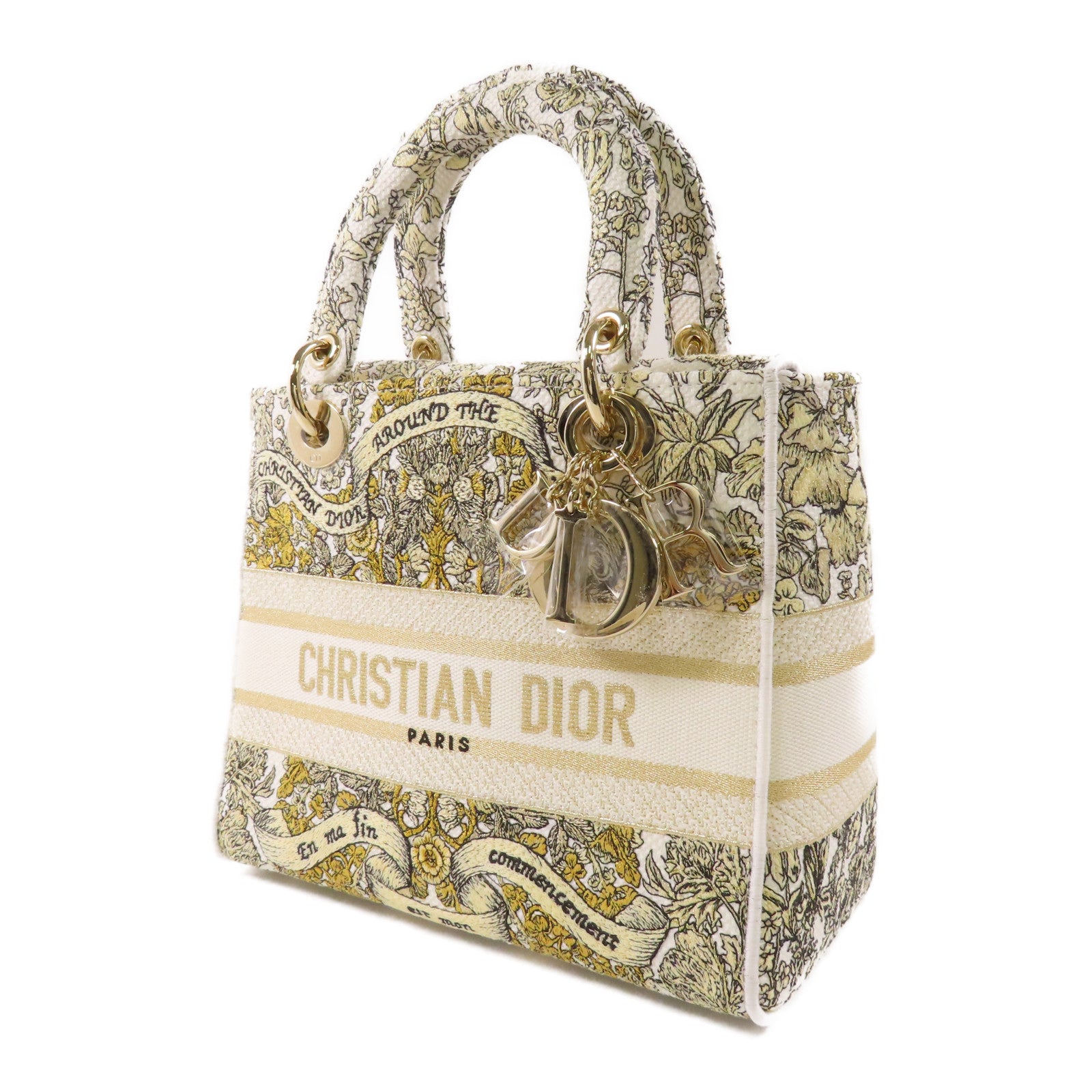 Dior 帆布Lady D-Lite銀扣手挽肩背兩用袋