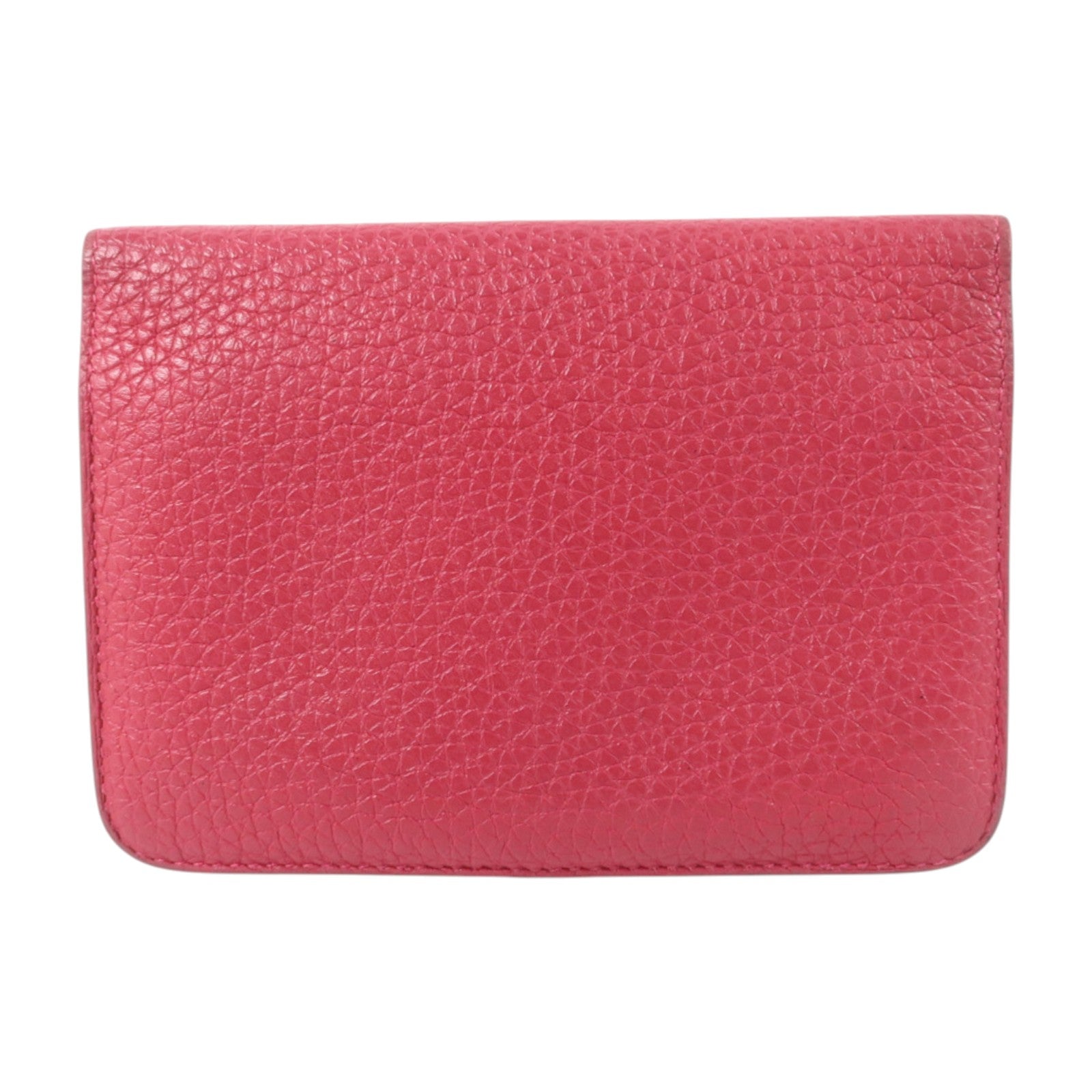 HERMES Clemence皮革Dogon Compact Wallet銀扣錢包Rose Mexico