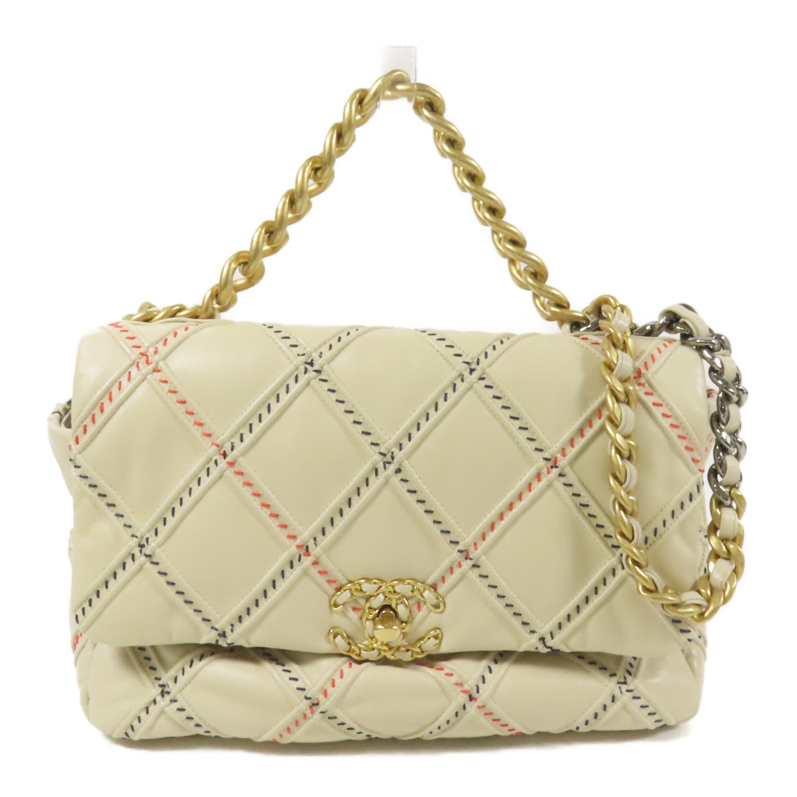 CHANEL 羊皮皮革19 Medium鏈帶手挽肩背兩用袋