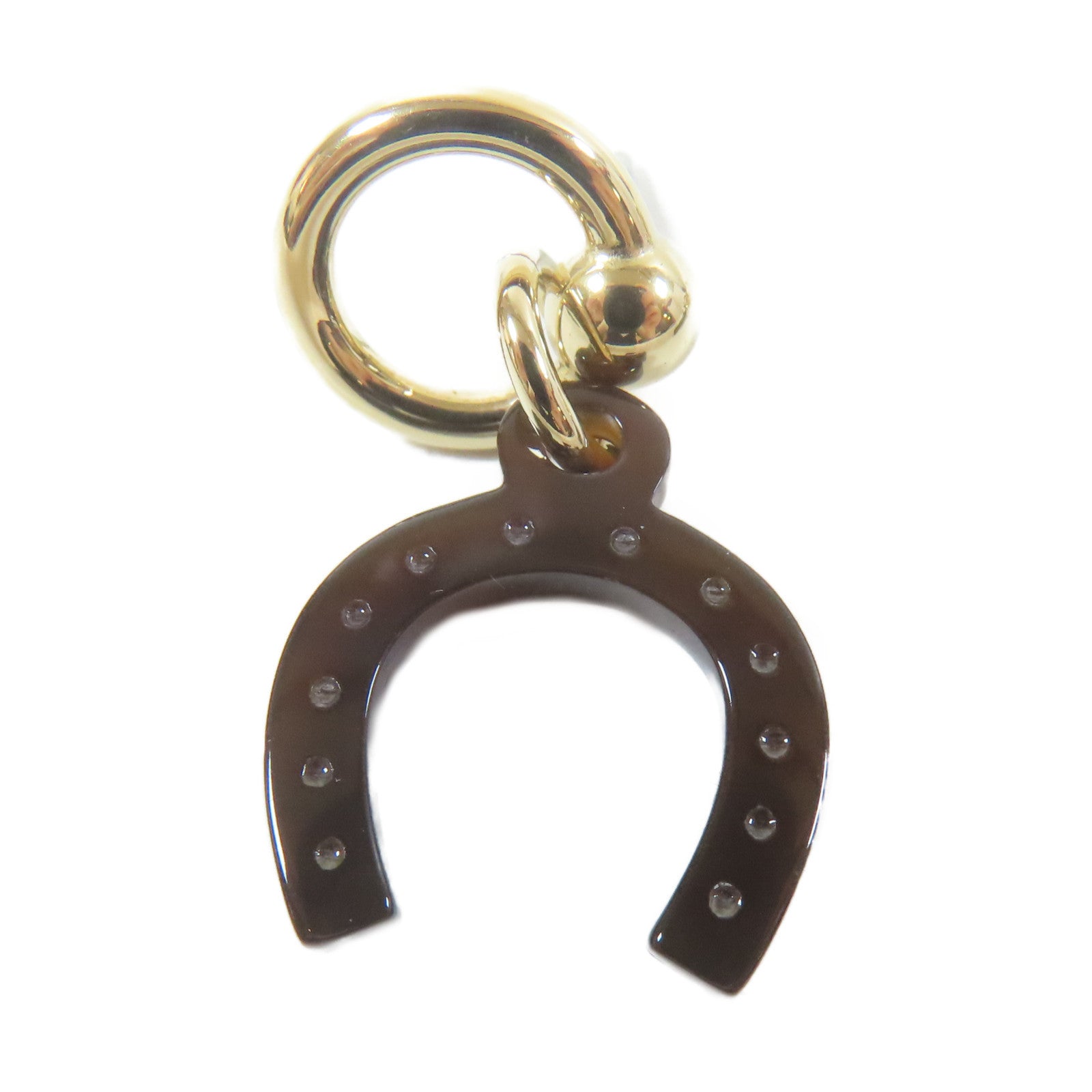 HERMES 【激減優惠】Horn/金屬Pierced Earring耳環啡色/金色