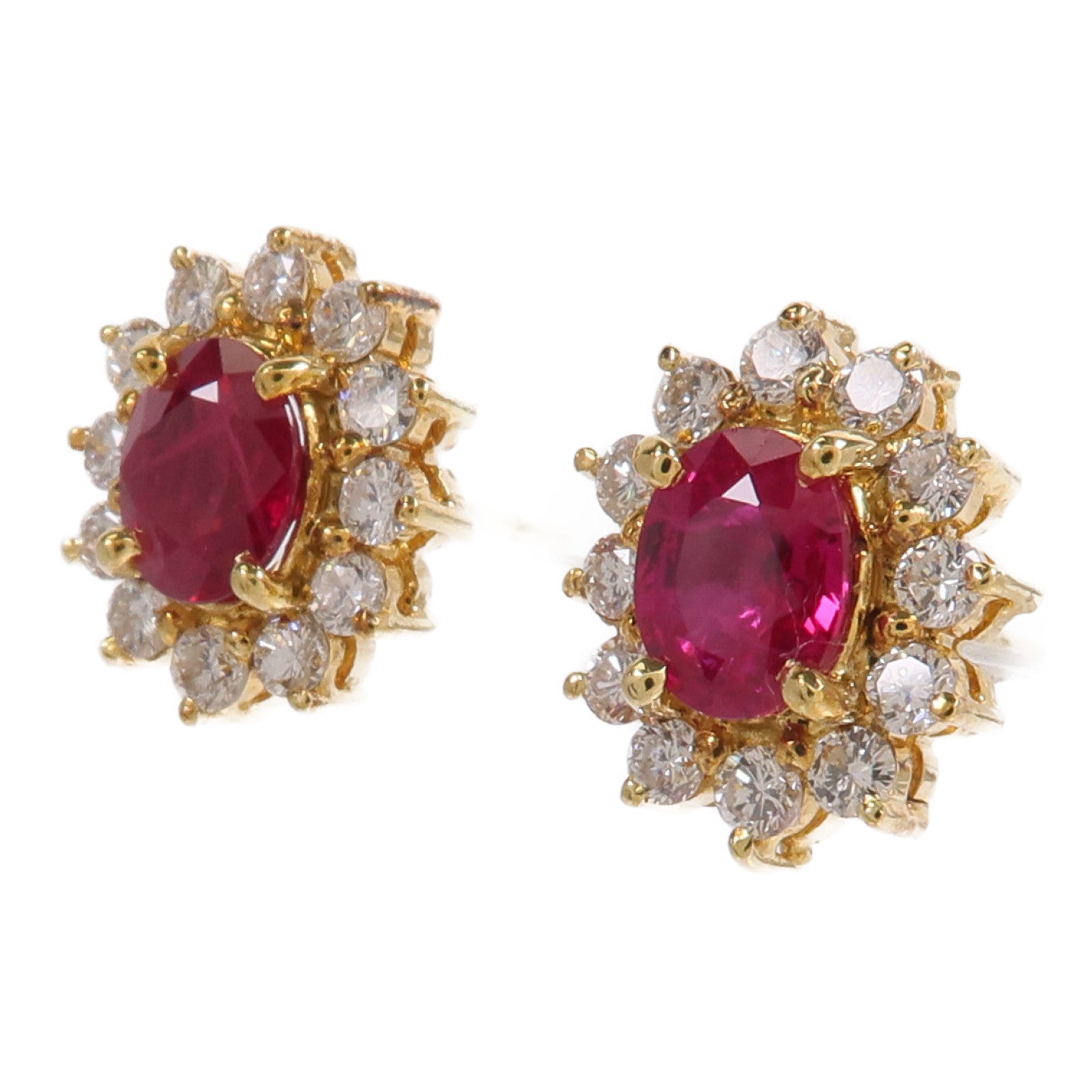 JEWELRY 18K黃金Diamond Ruby Earrings紅寶石鑽石耳環