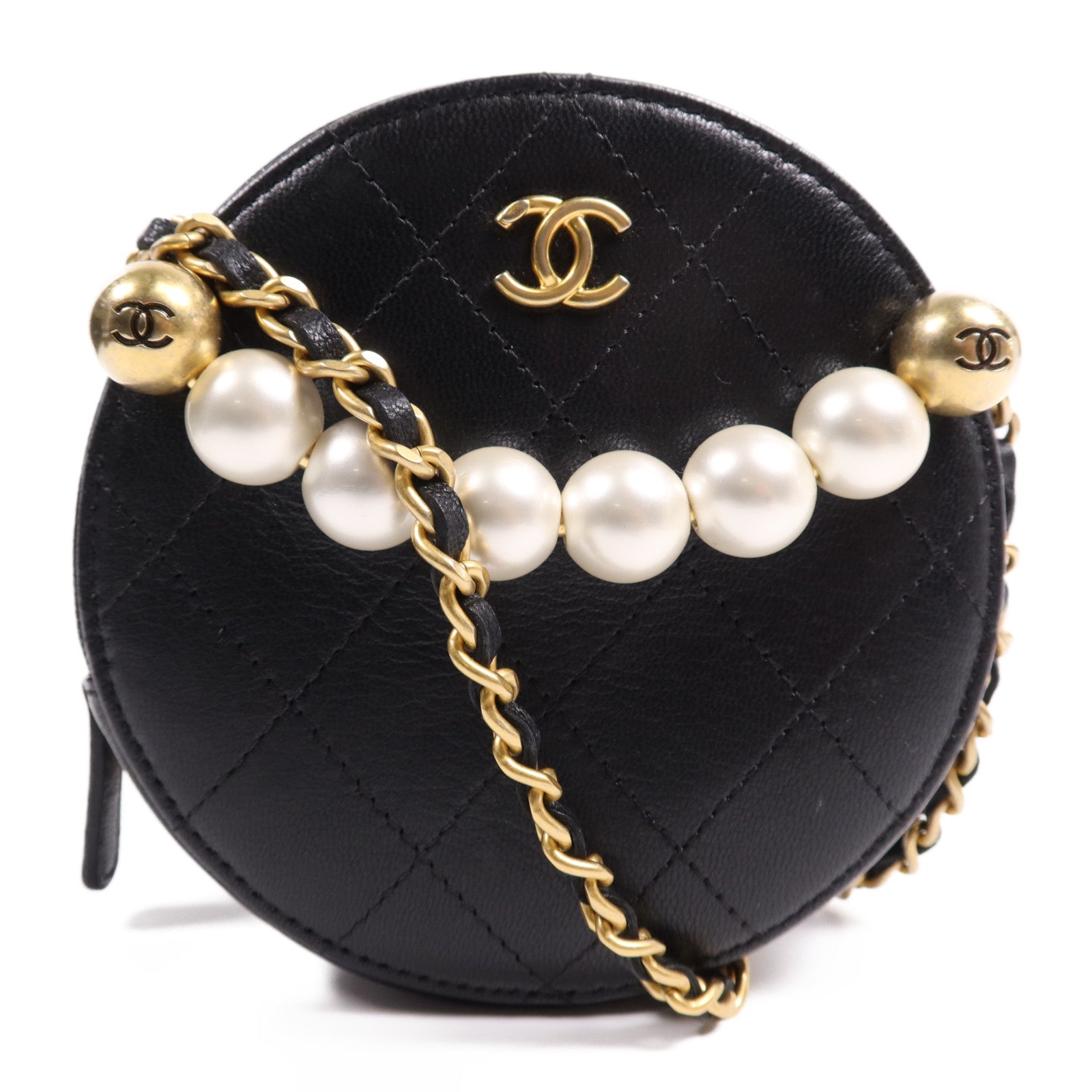 CHANEL 牛皮皮革Chain Shoulder Bag金扣鏈帶肩背袋