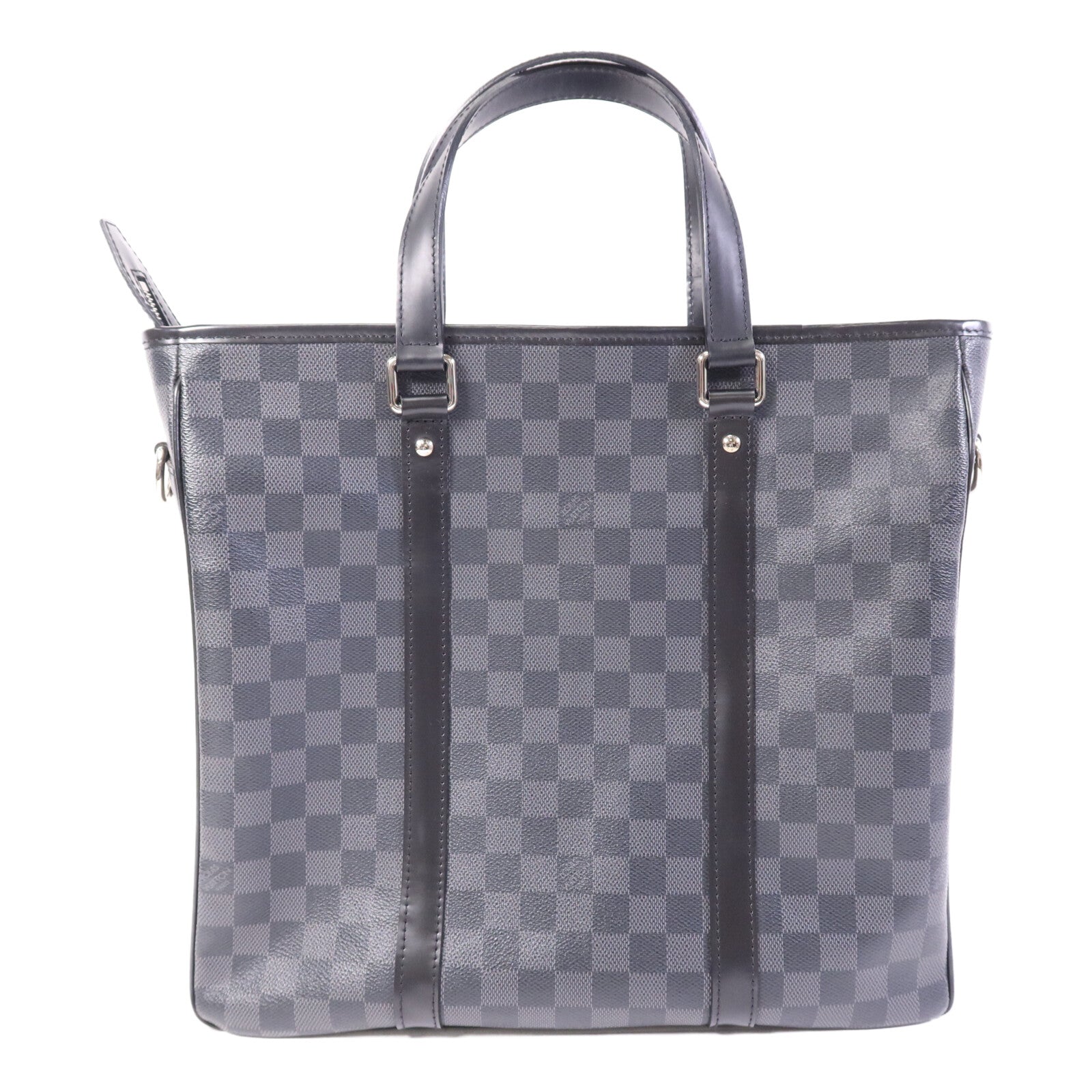 LOUIS VUITTON Damier Graphite Tadao MM銀扣手挽肩背兩用袋