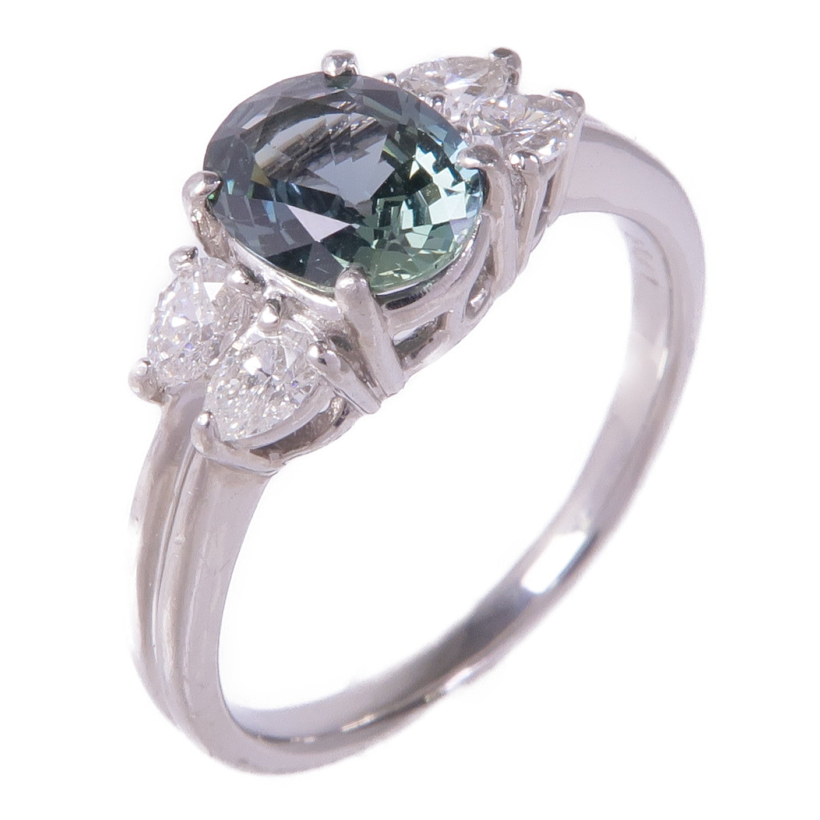 JEWELRY PT900鉑金Sapphire Diamond Ring藍寶石/鑽石戒指US#8.5