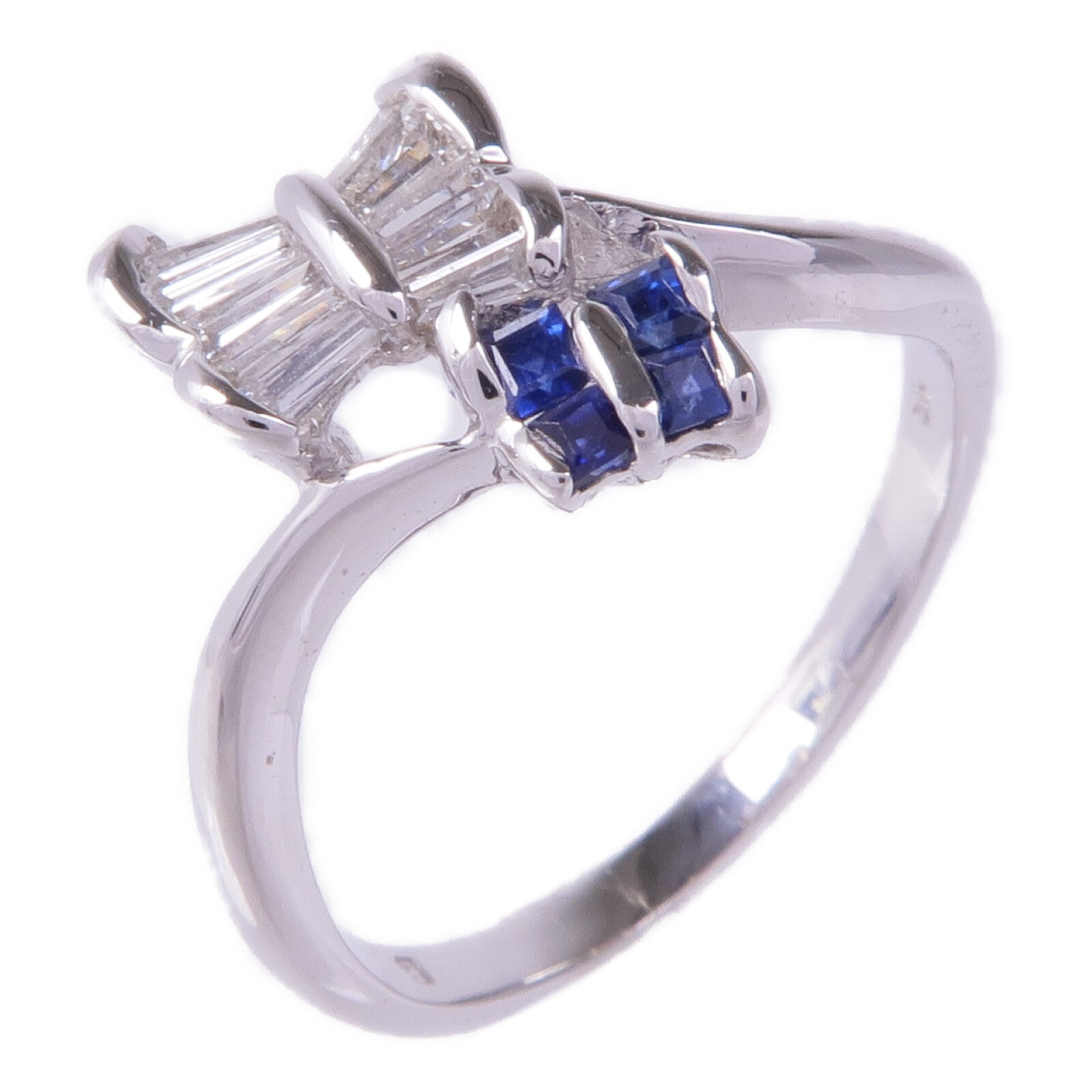 JEWELRY 18K白金Diamond Sapphire Ring鑽石/藍寶石戒指US#6.75