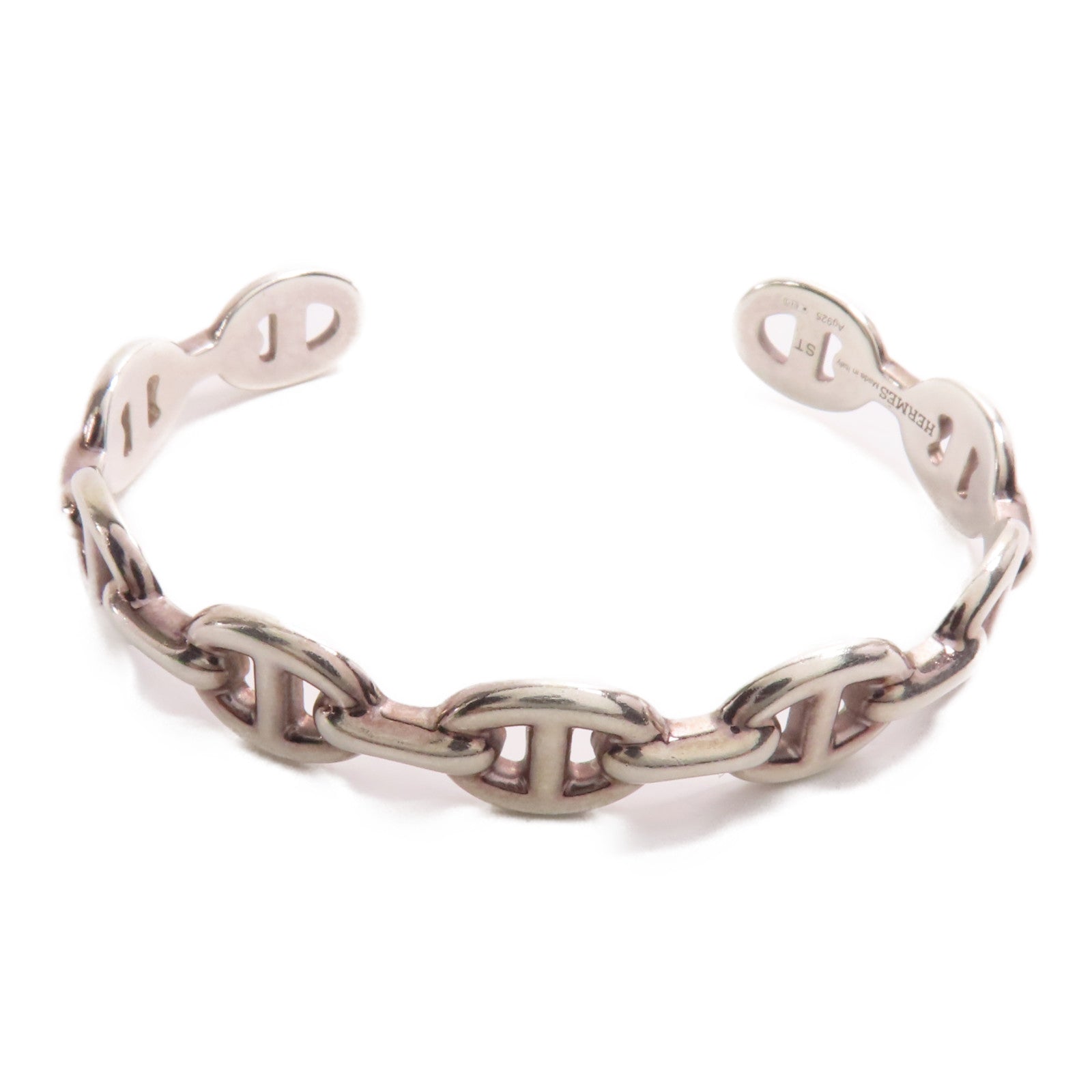 HERMES Chaine d'ancre Bracelet Bangle 925 Sterling Silver