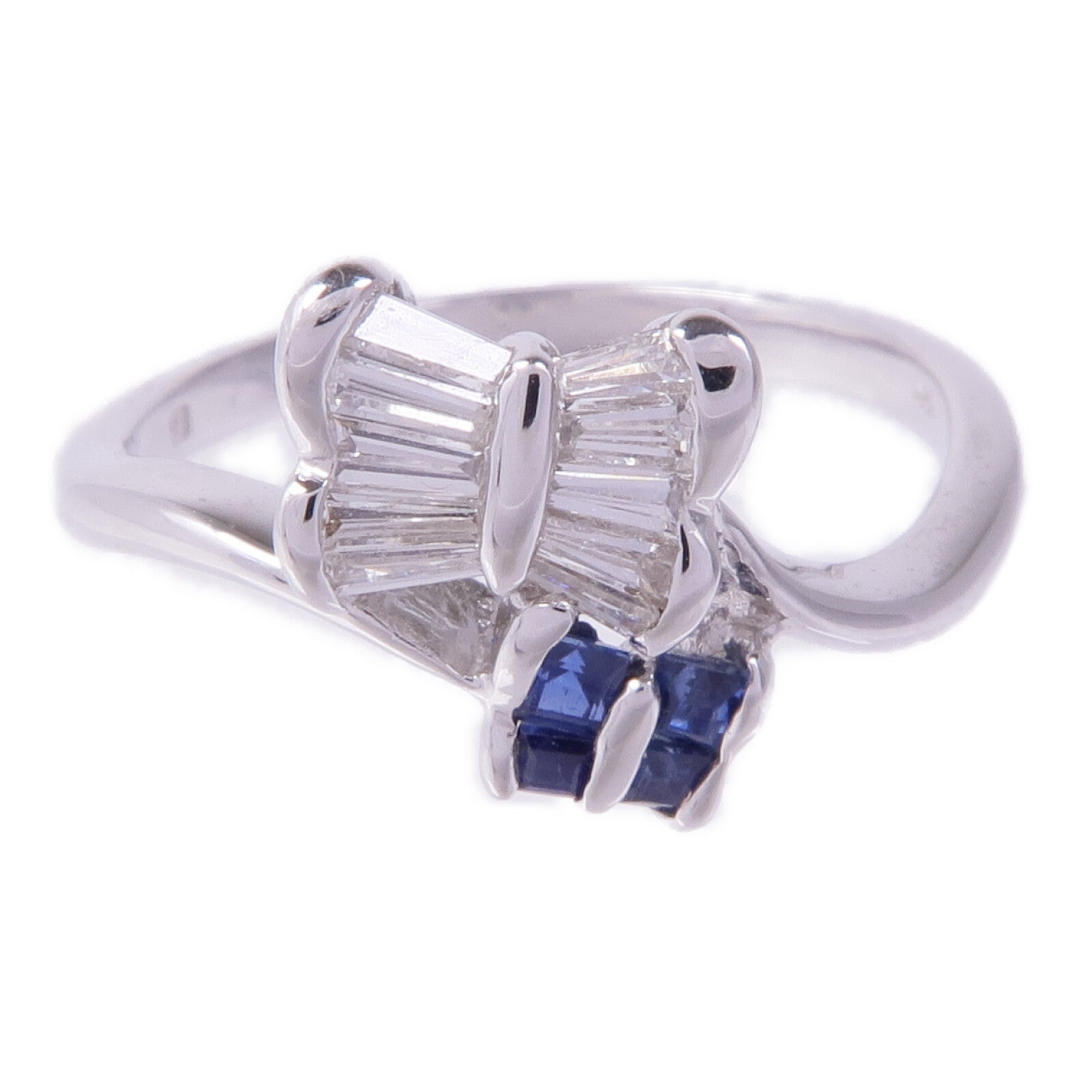 JEWELRY 18K白金Diamond Sapphire Ring鑽石/藍寶石戒指US#6.75