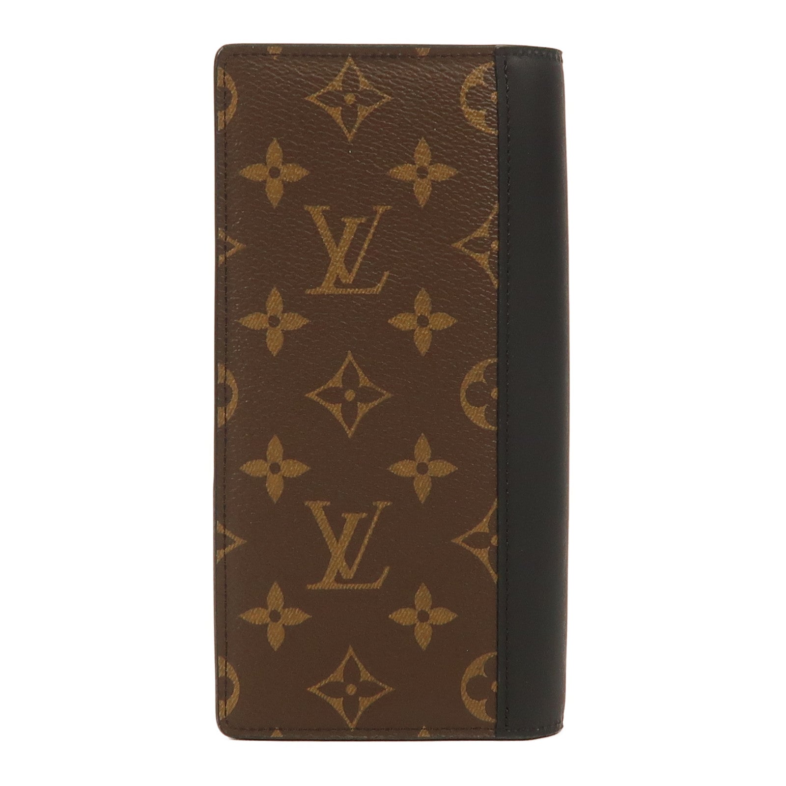 LOUIS VUITTON Monogram/皮革Brazza Long Wallet銀扣長錢包