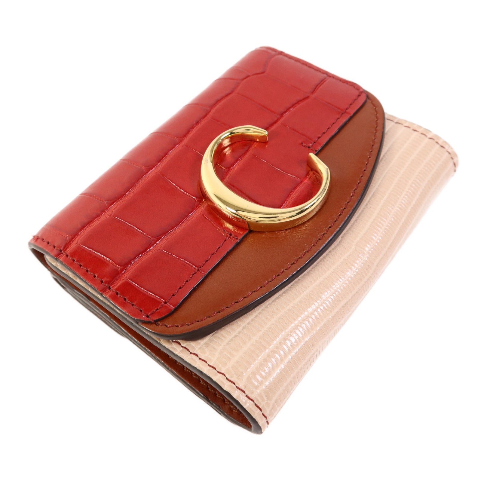 Chloe 牛皮皮革Trifold Wallet金扣錢包