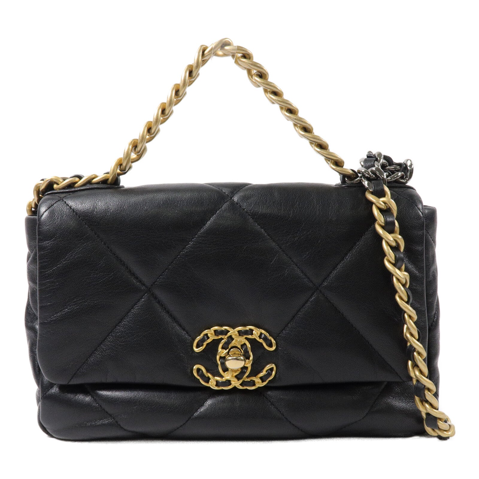 CHANEL 羊皮皮革Chanel 19 Small鏈帶手挽肩背兩用袋