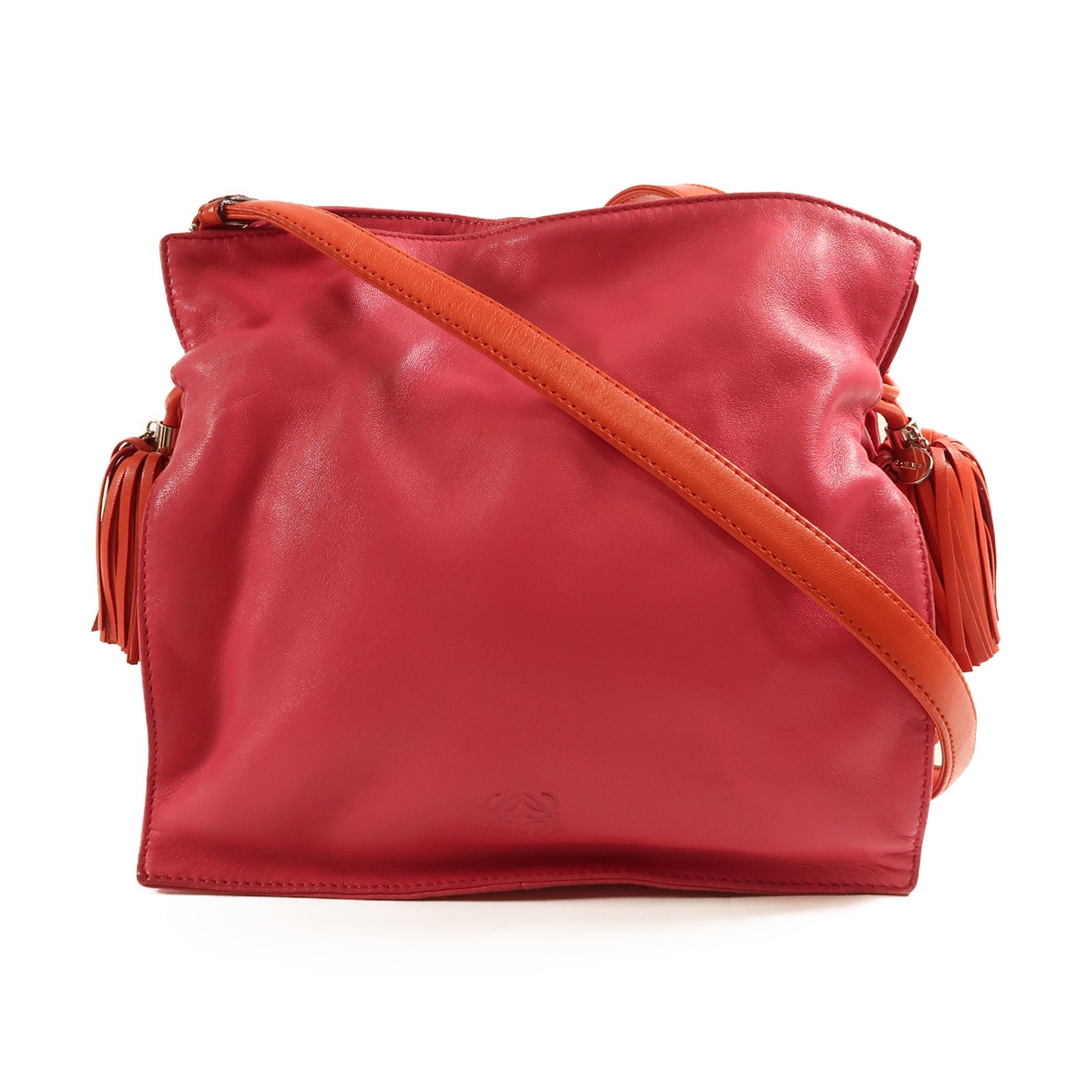 LOEWE 牛皮皮革Shoulder Bag銀扣肩背袋