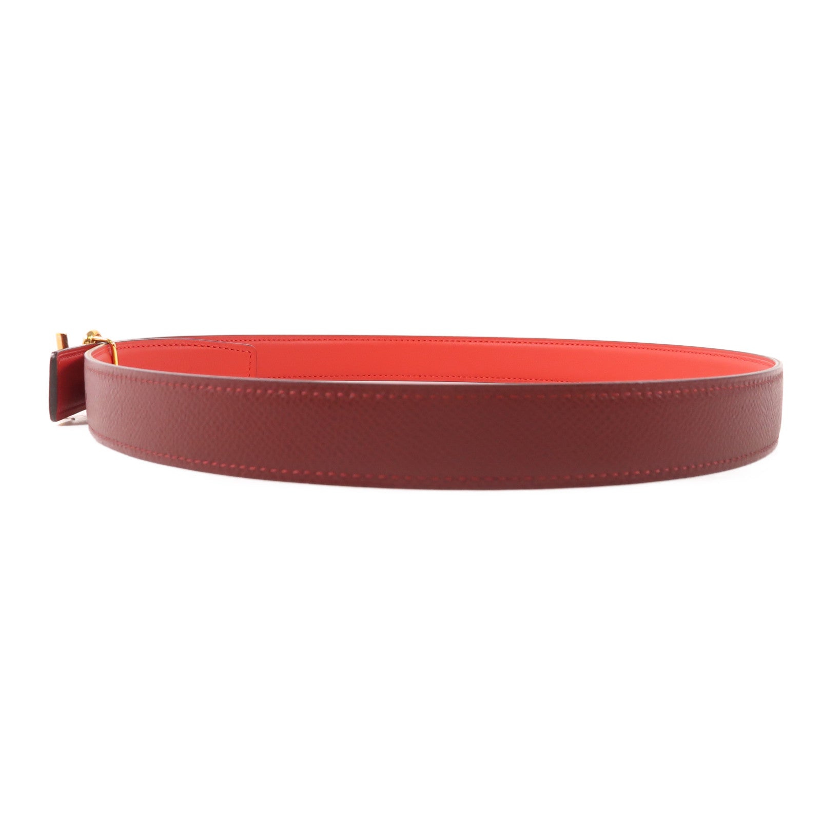HERMES Epsom/Swift皮革H Cursives Belt金扣皮帶Rouge De Rouge/Rouge H
