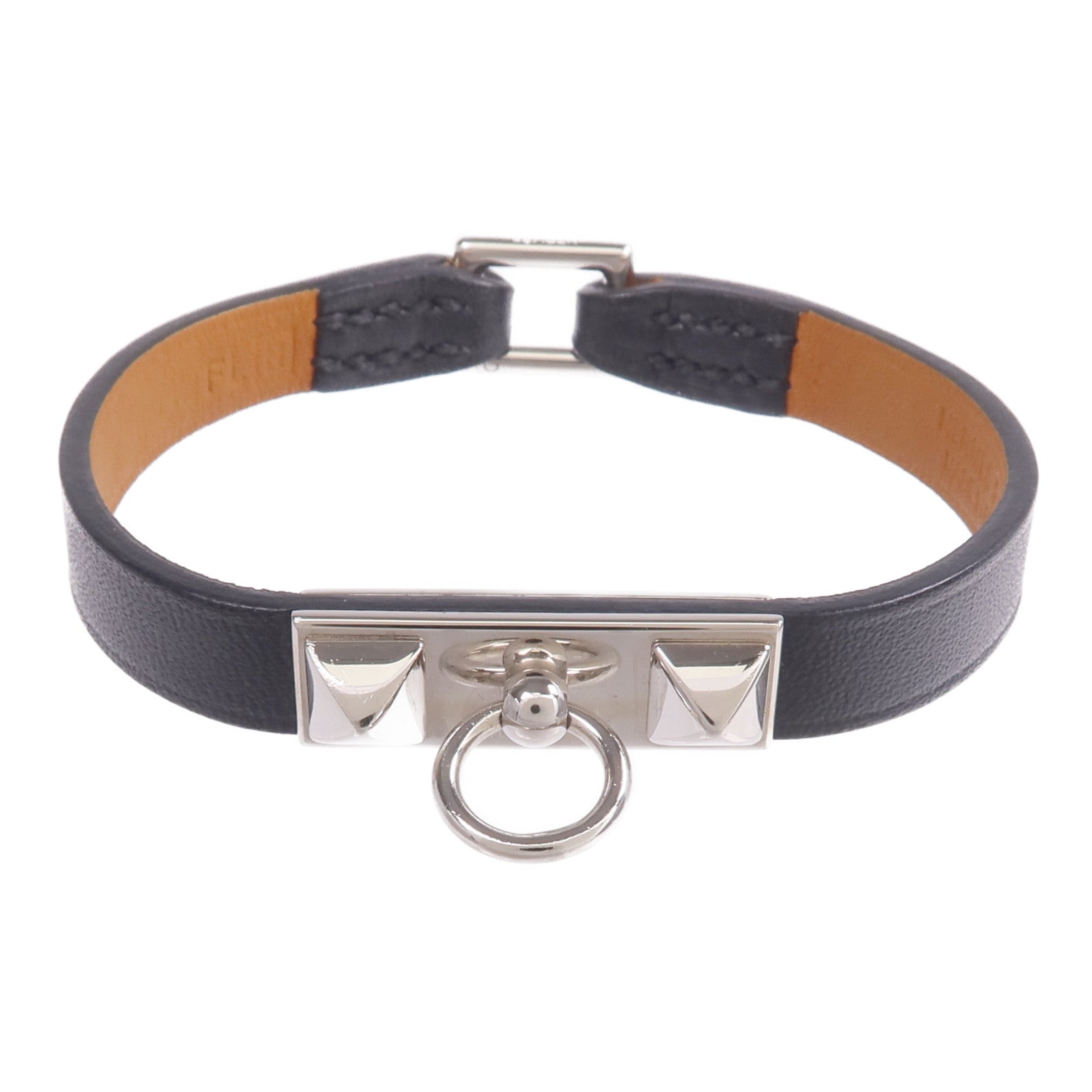 HERMES 【激減優惠】Swift皮革Rivale Mini Bracelet銀扣手鏈Noir