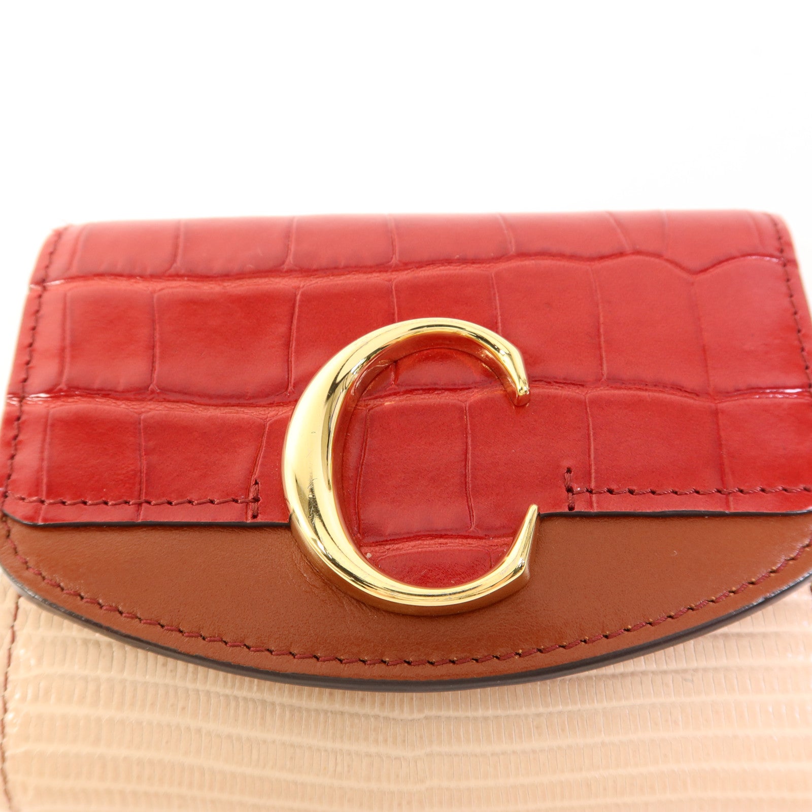 Chloe 牛皮皮革Trifold Wallet金扣錢包