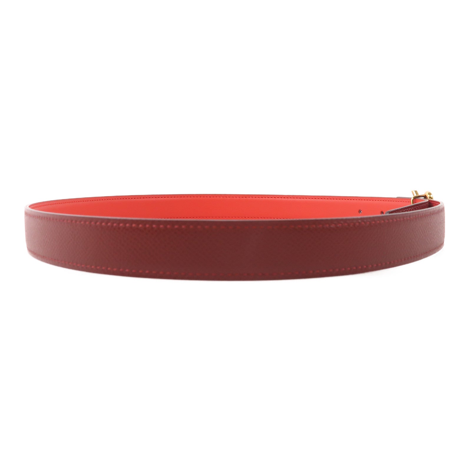 HERMES Epsom/Swift皮革H Cursives Belt金扣皮帶Rouge De Rouge/Rouge H