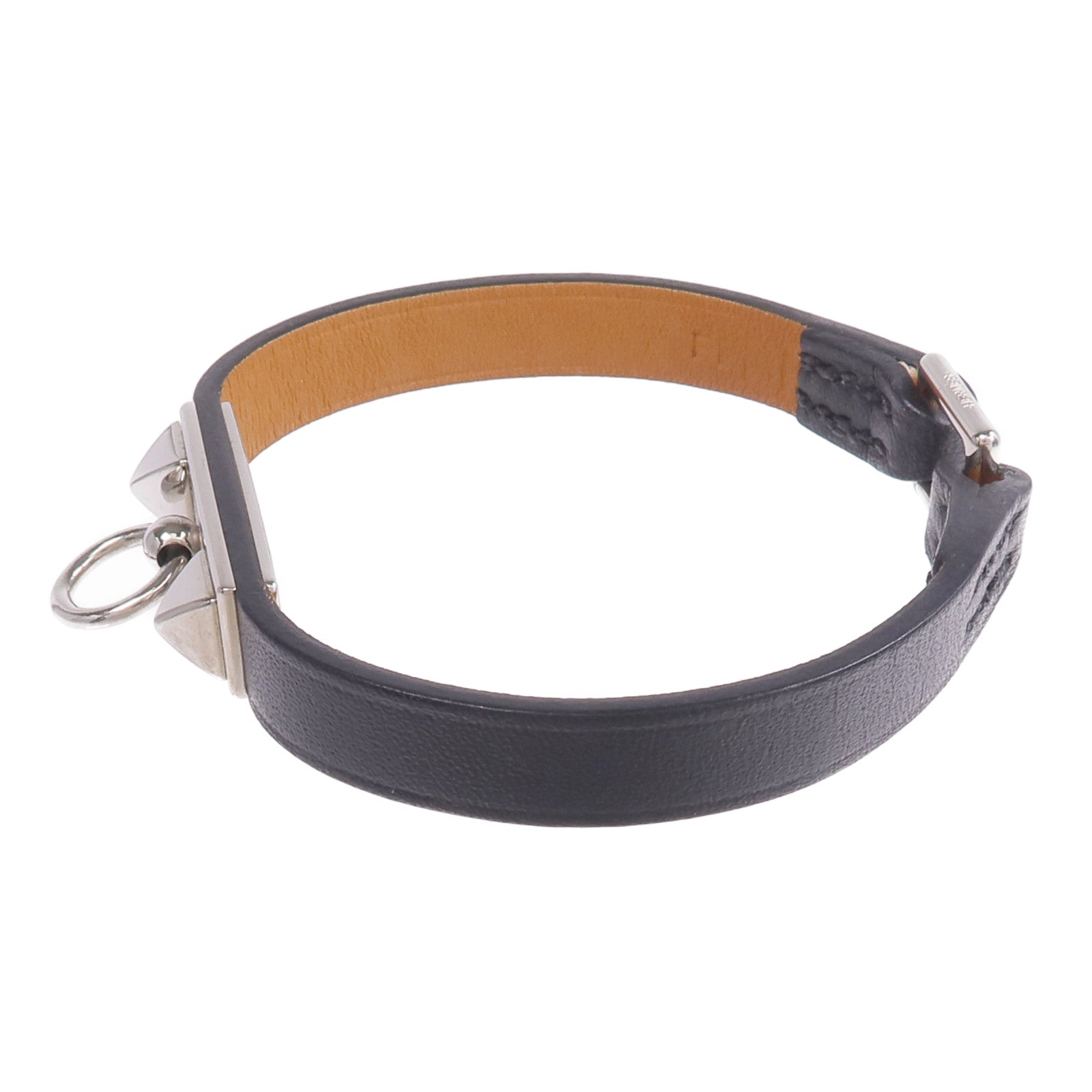 HERMES 【激減優惠】Swift皮革Rivale Mini Bracelet銀扣手鏈Noir