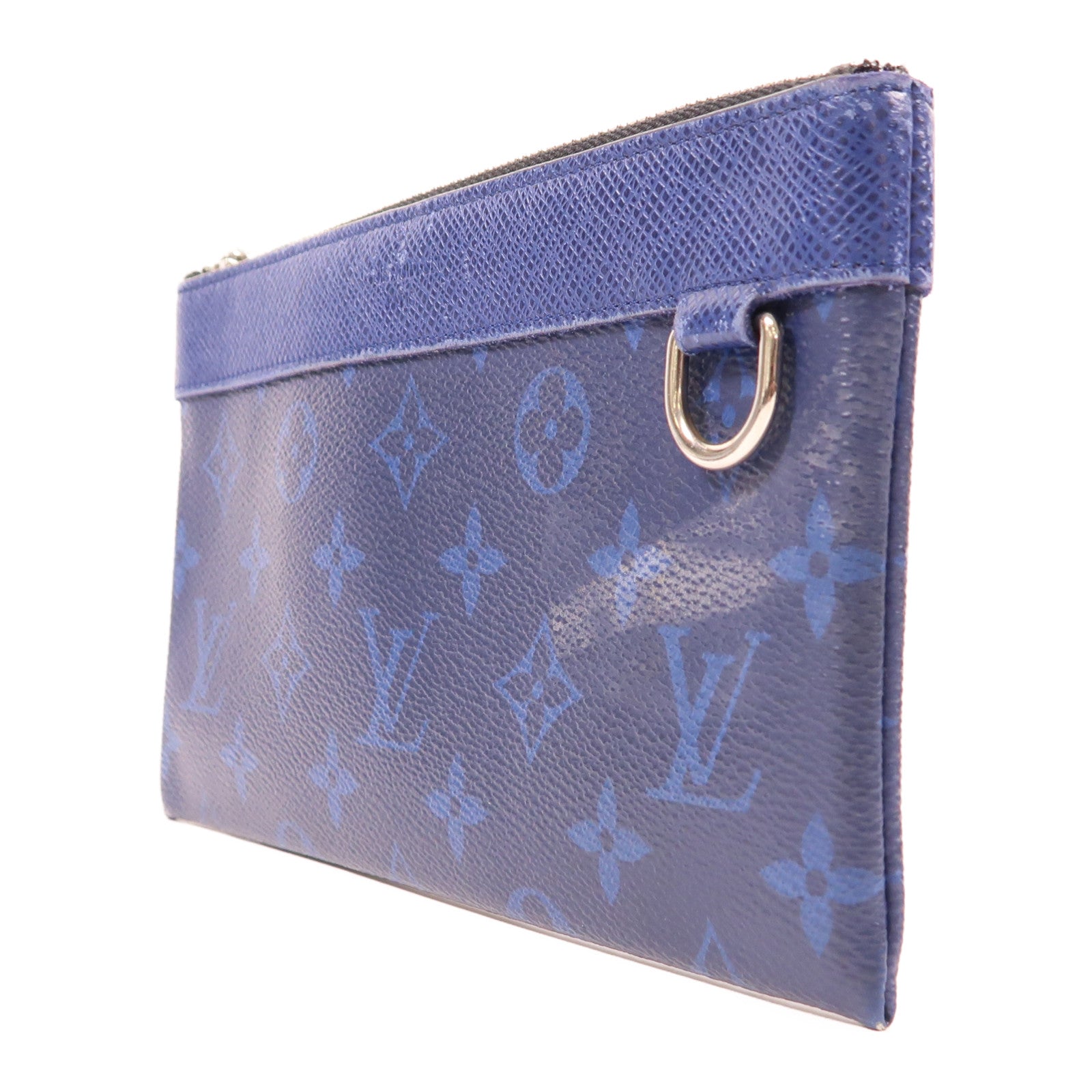 LOUIS VUITTON Taiga皮革Discovery Pochette銀扣手拿包