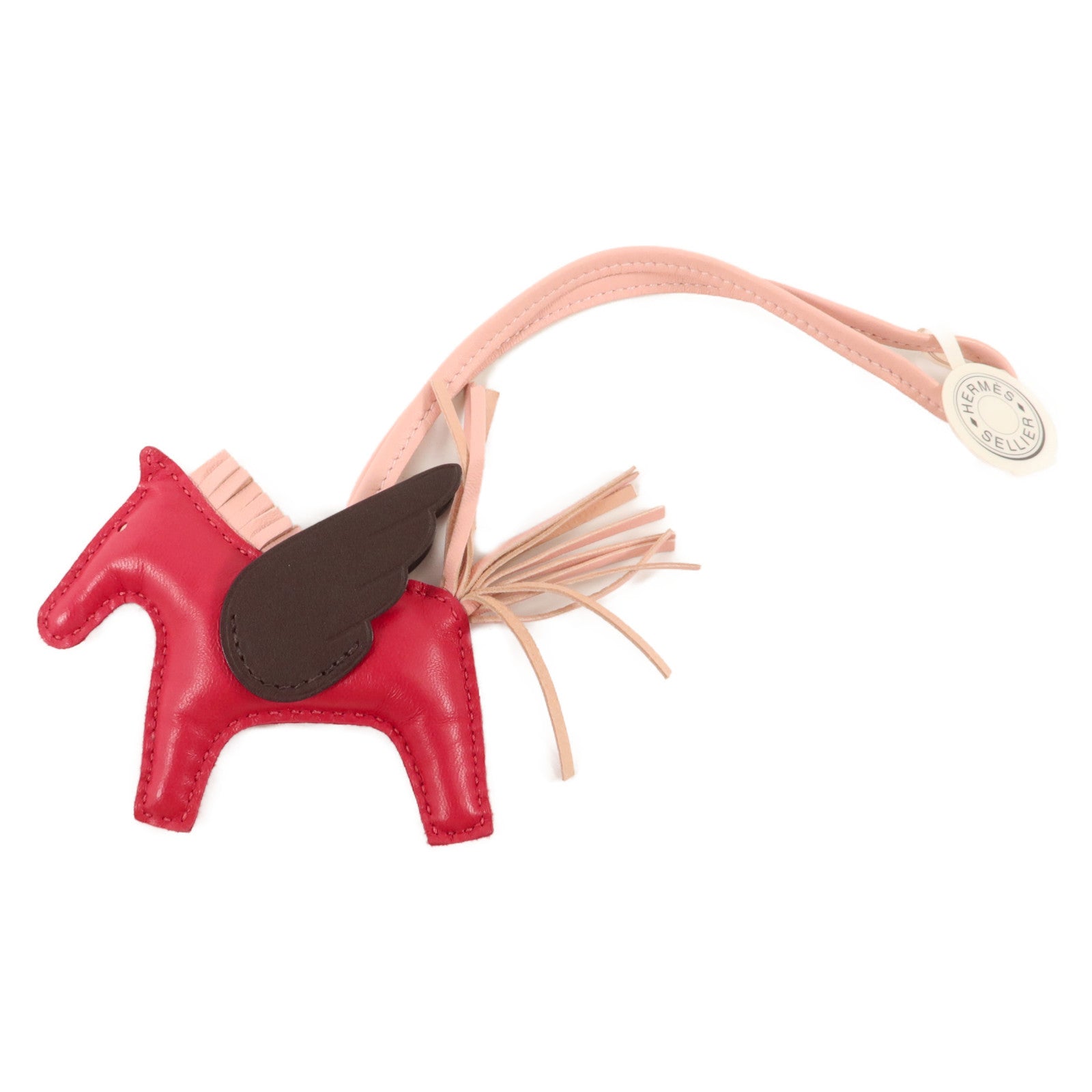HERMES Milo皮革Rodeo Pegase PM掛飾Framboise/Rose Sakura/Rouge Sellier