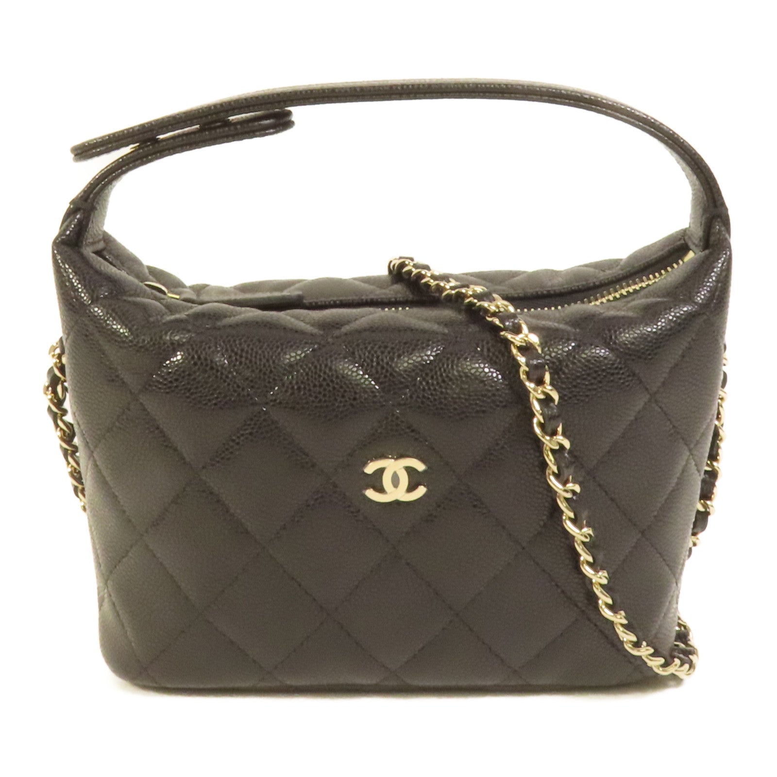 CHANEL 牛皮皮革Hobo Bag金扣手挽肩背兩用袋