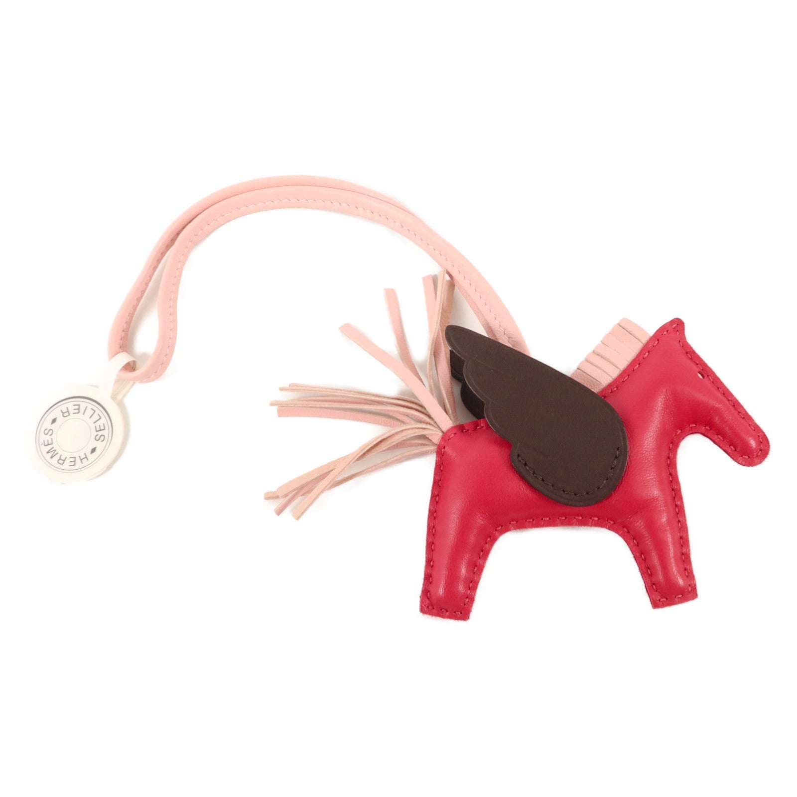 HERMES Milo皮革Rodeo Pegase PM掛飾Framboise/Rose Sakura/Rouge Sellier