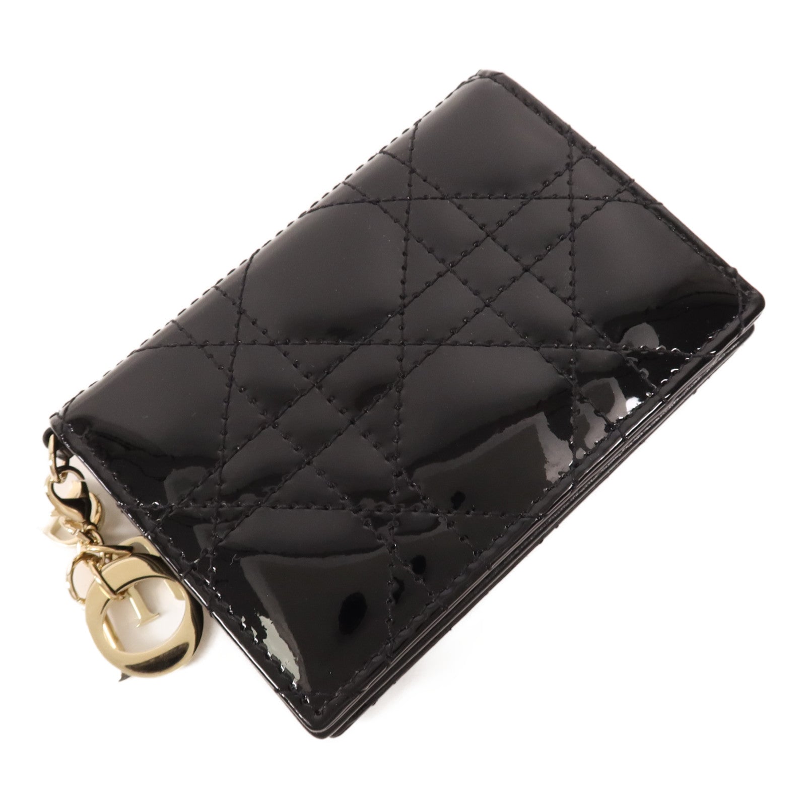 Dior 漆皮皮革Lady Dior Gardenia Wallet金扣錢包