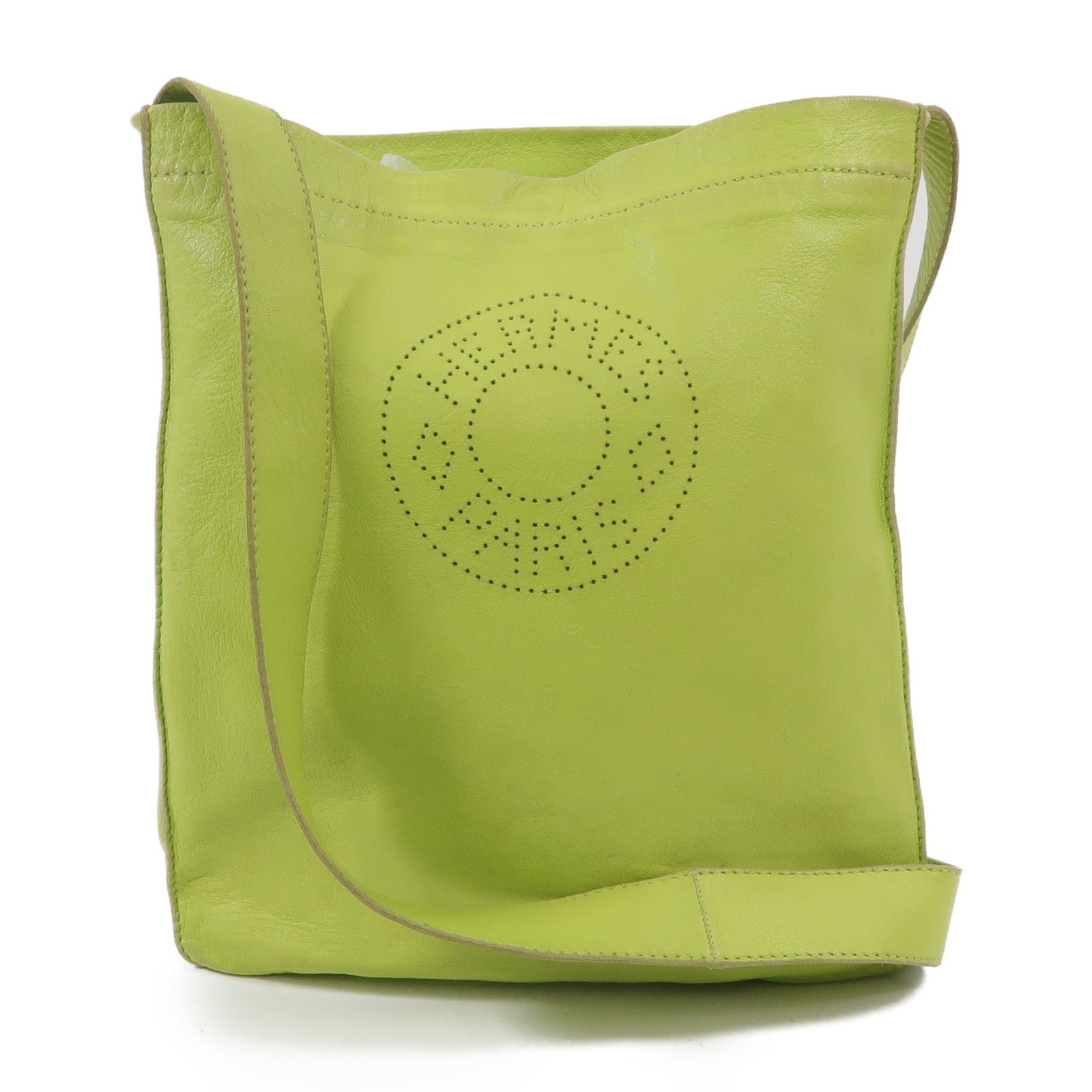 HERMES Milo皮革Clou De Selle肩背袋Kiwi