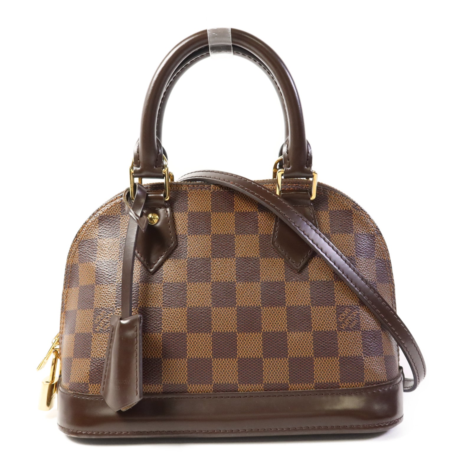 LOUIS VUITTON Damier Alma BB金扣手挽肩背兩用袋棕色