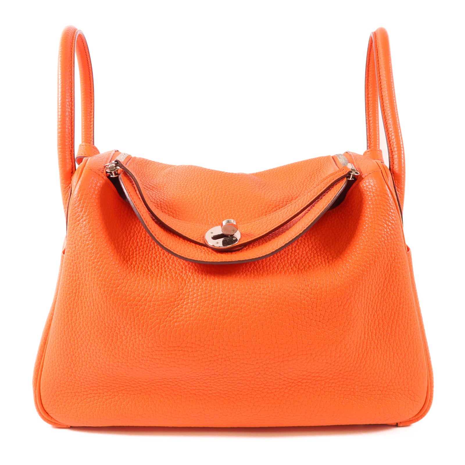 HERMES 皮革Lindy 30銀扣手挽肩背兩用袋9T Capucine