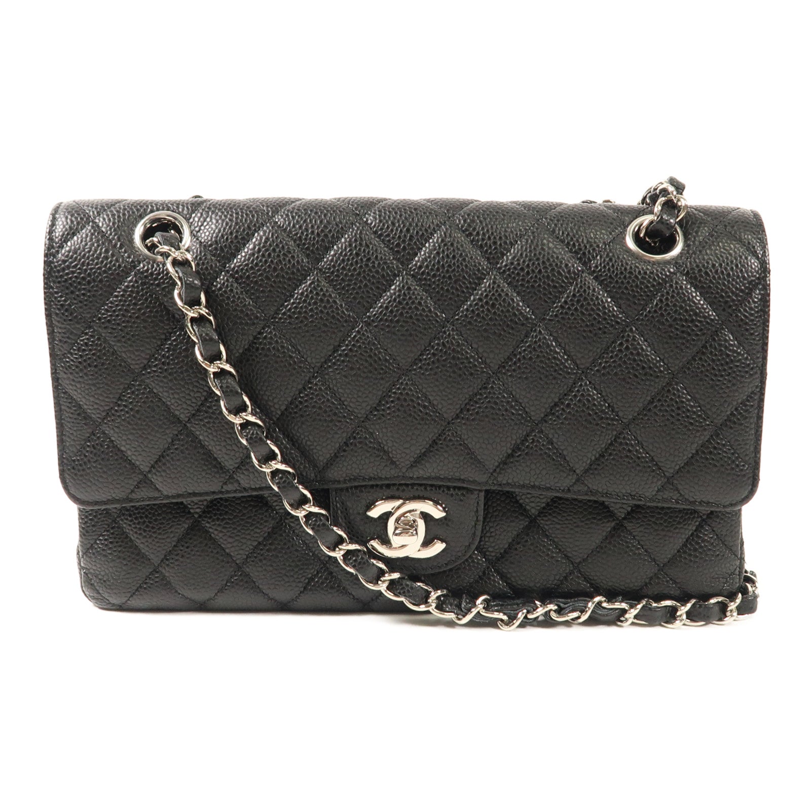 CHANEL 牛皮皮革Classic 25銀扣鏈帶肩背袋