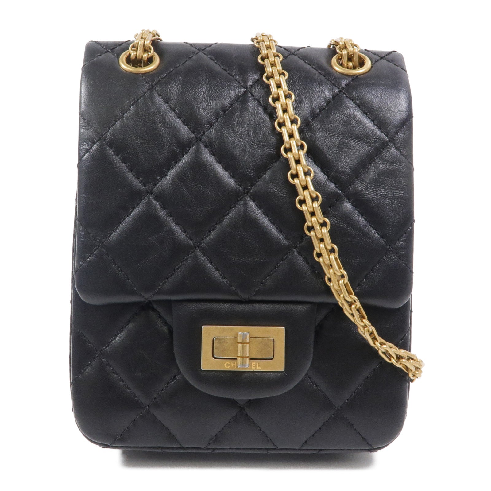 CHANEL 牛皮皮革2.55鏈帶肩背袋