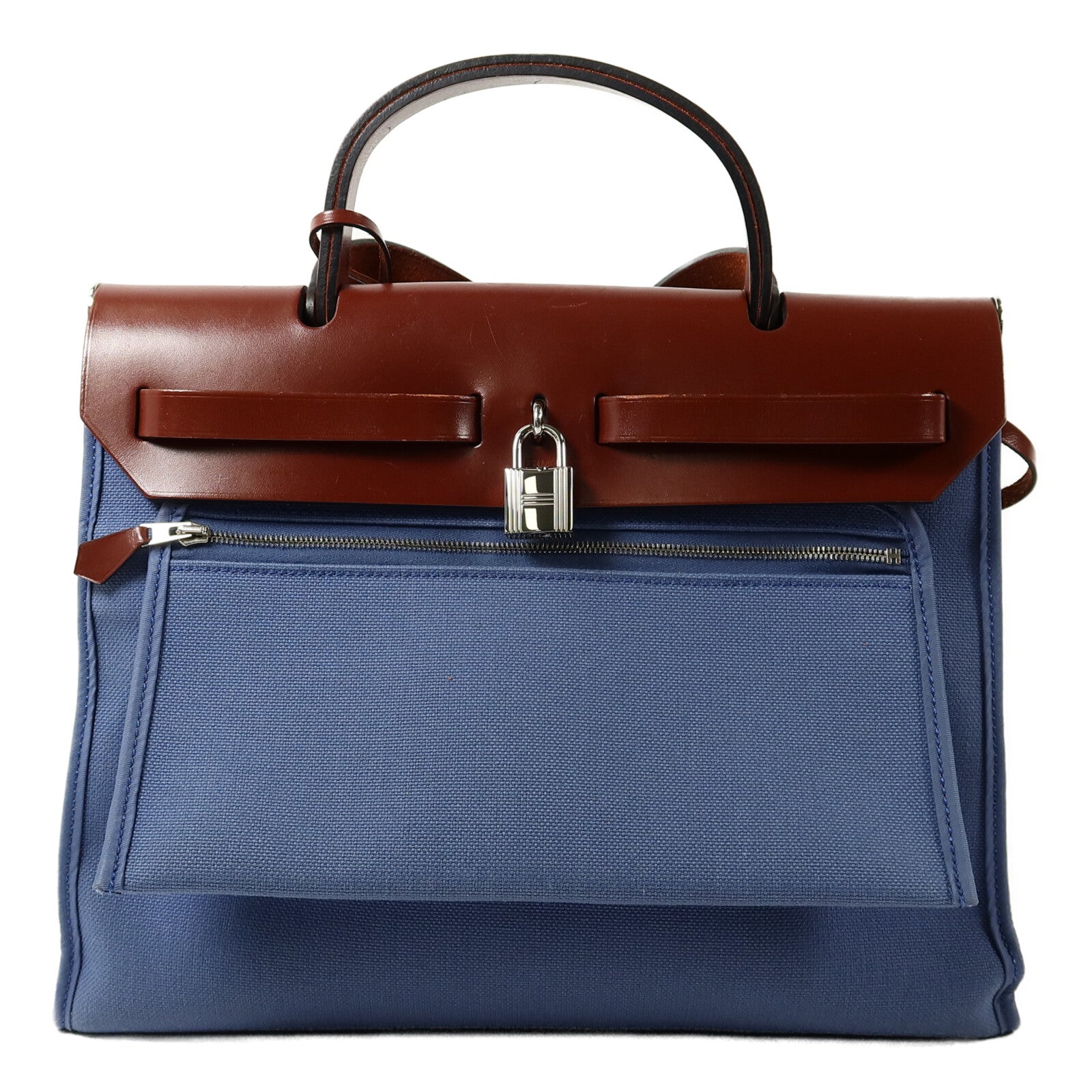 HERMES 帆布Herbag PM手挽肩背兩用袋Bleu Agate