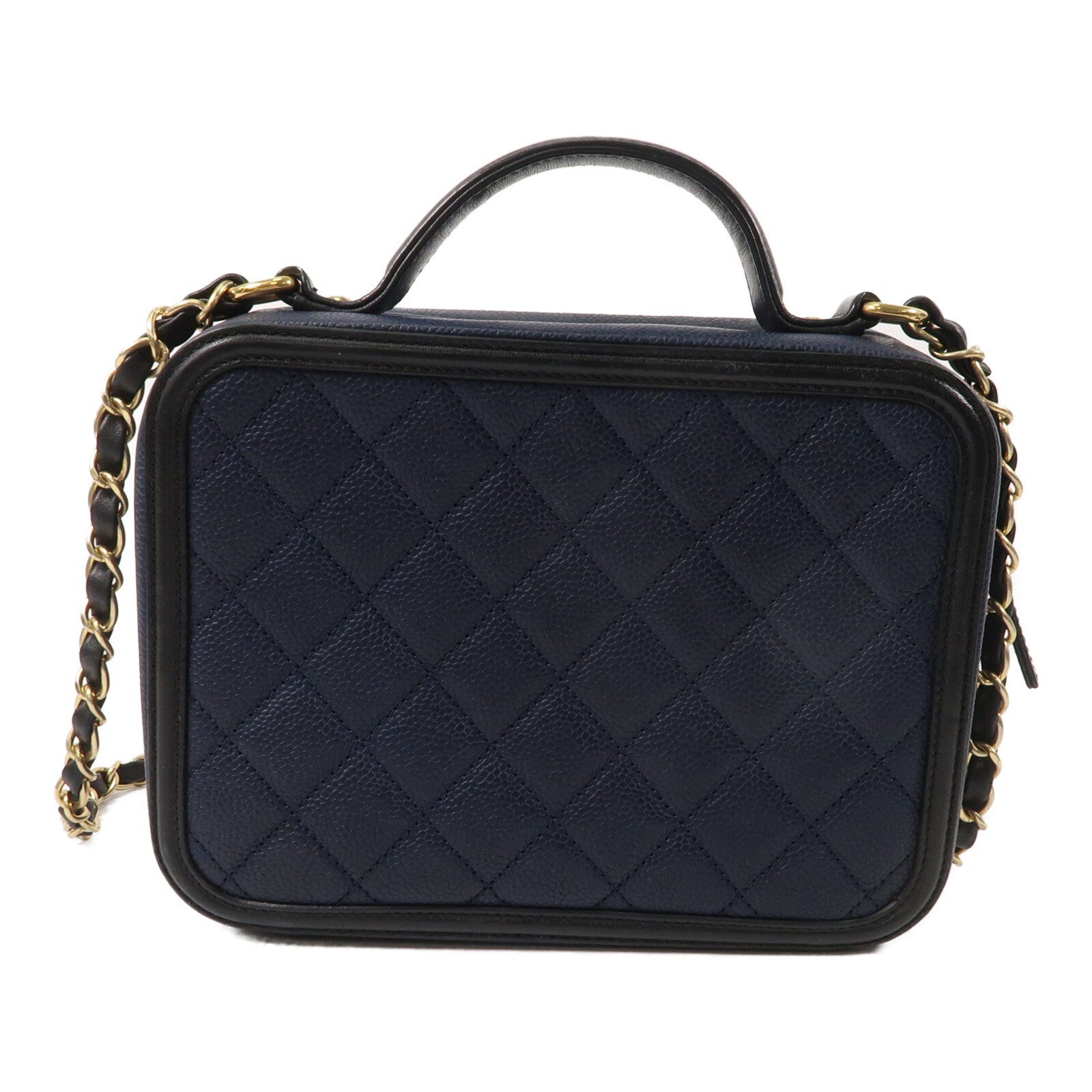 CHANEL 牛皮皮革Vanity Case鏈帶手挽肩背兩用袋