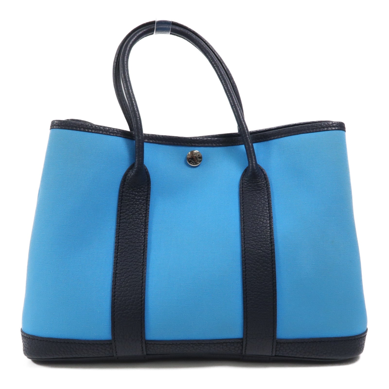 HERMES 帆布Garden Party TPM手挽袋Bleu Riviera/Bleu de Prusse