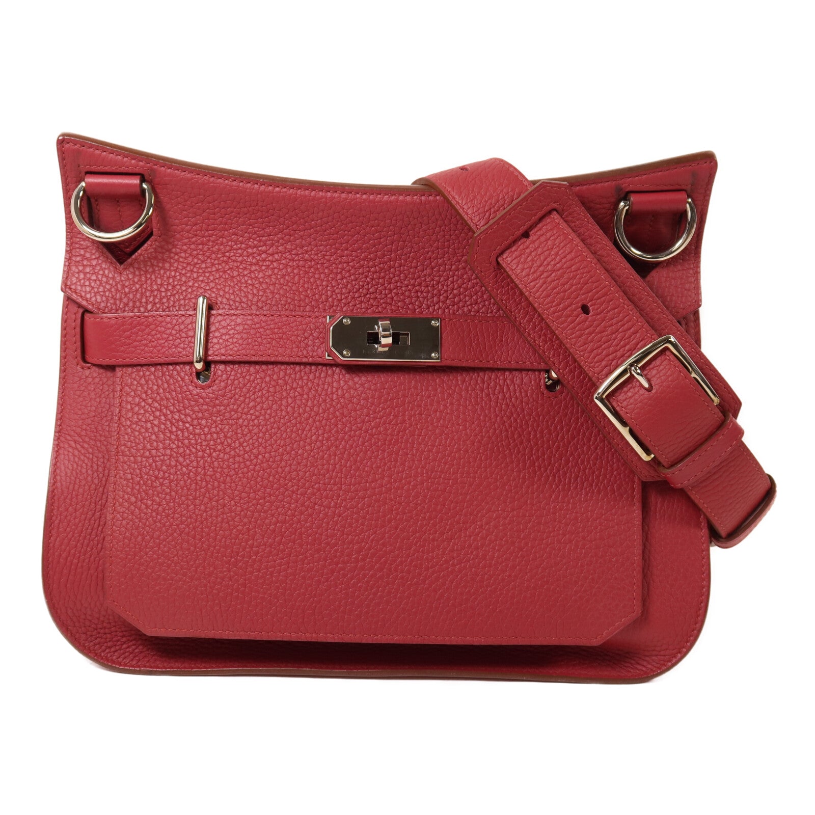 HERMES Clemence皮革Jypsiere 31肩背袋Rouge Grenade