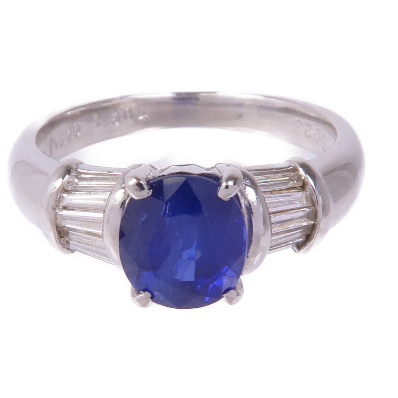 JEWELRY PT900鉑金Sapphire Diamond Ring藍寶石/鑽石戒指US#6