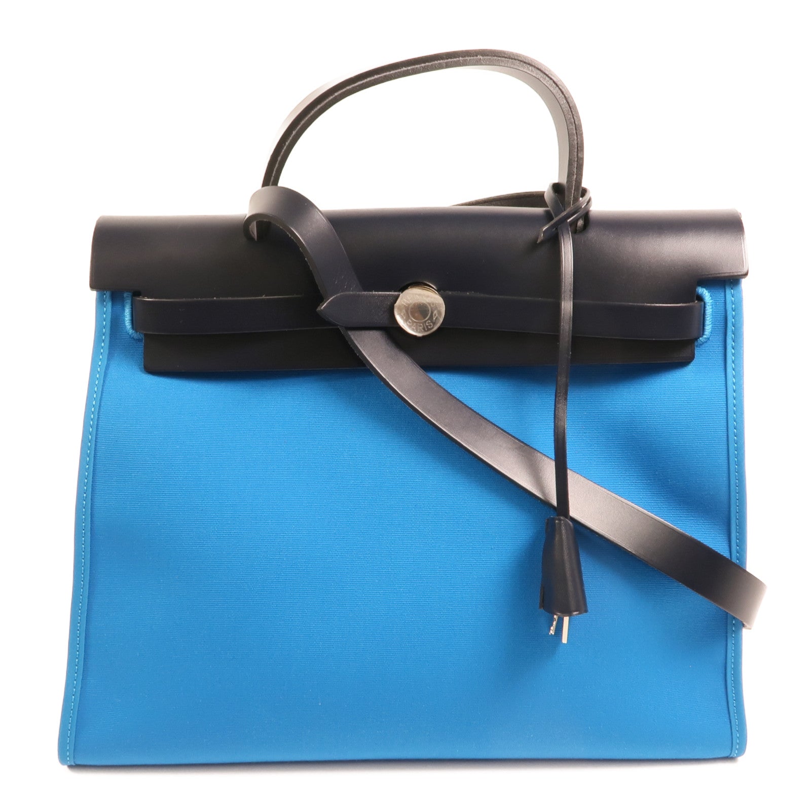 HERMES 帆布Herbag PM銀扣手挽肩背兩用袋