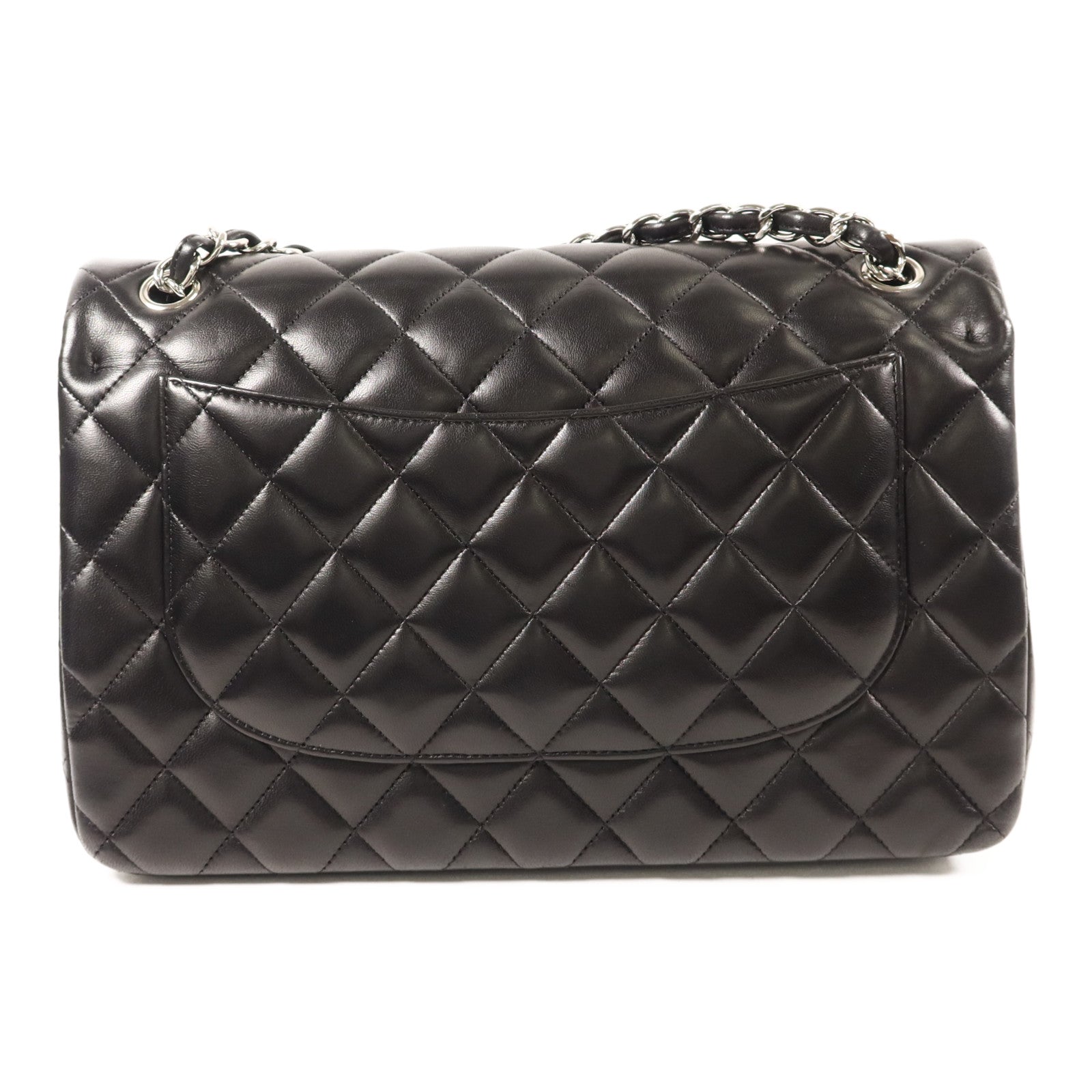 CHANEL 羊皮皮革Large Classic銀扣鏈帶肩背袋