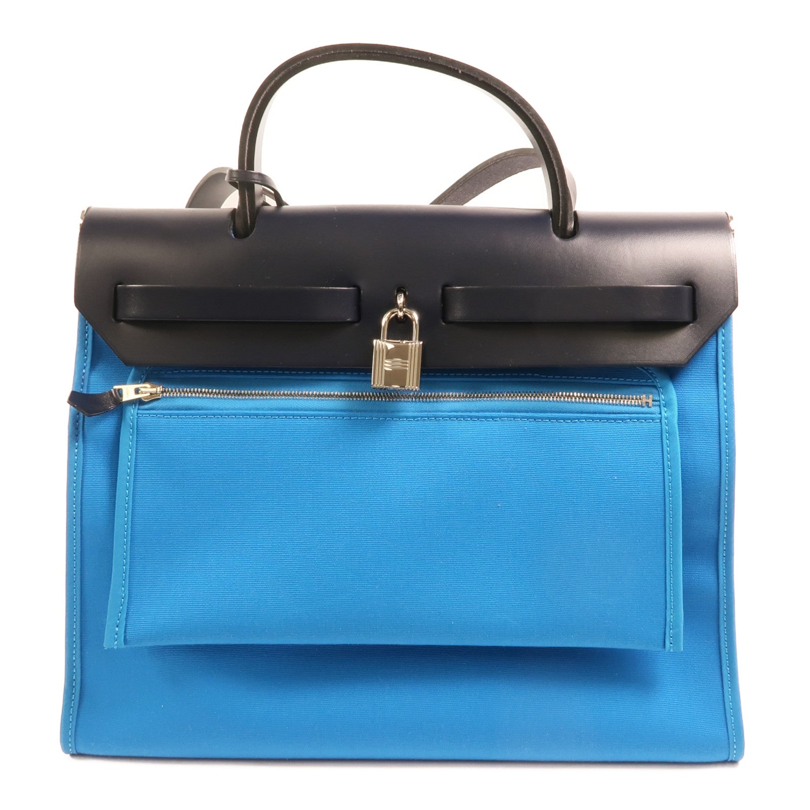 HERMES 帆布Herbag PM銀扣手挽肩背兩用袋