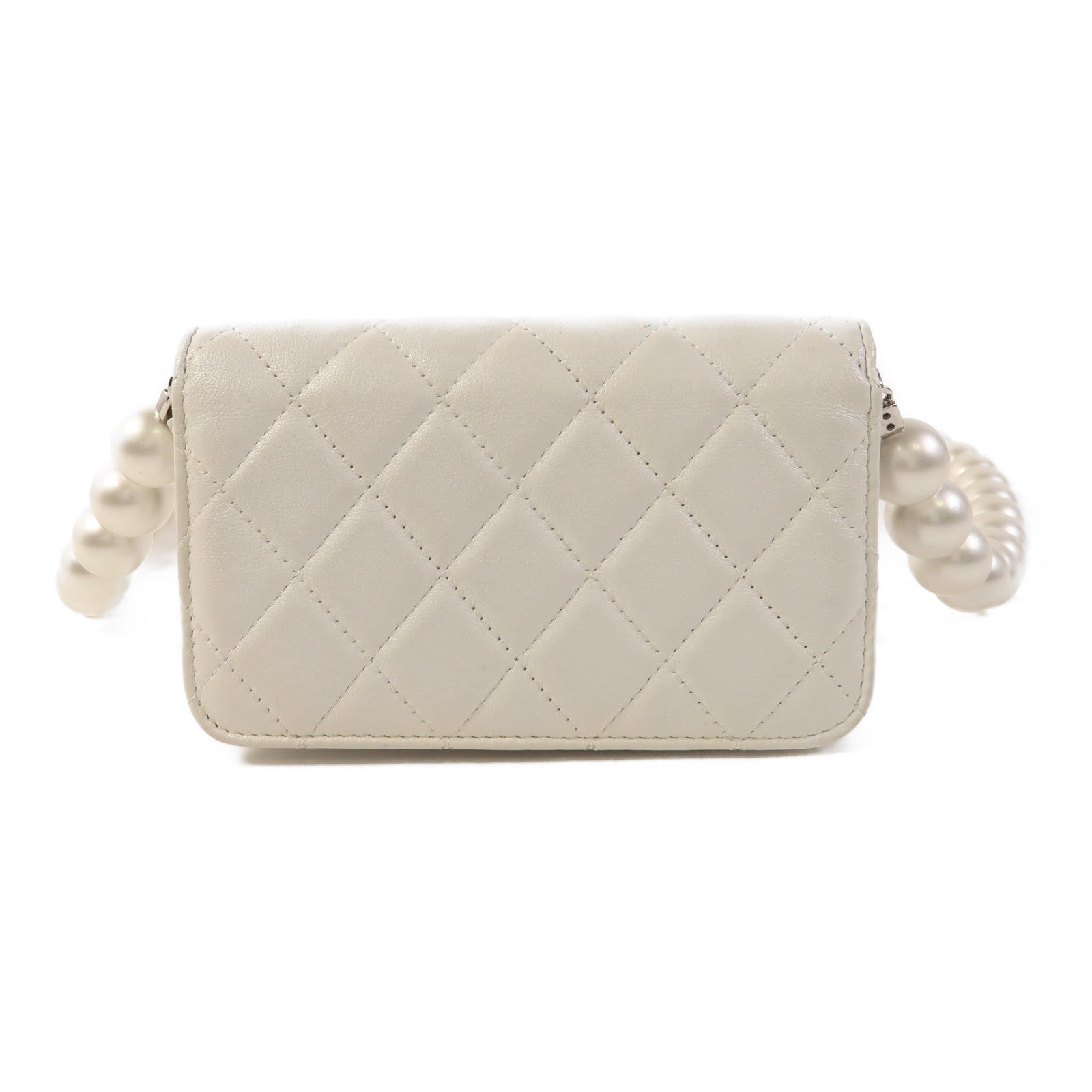 CHANEL CC Wallet On Chain Shoulder Bag Calfskin Leather White