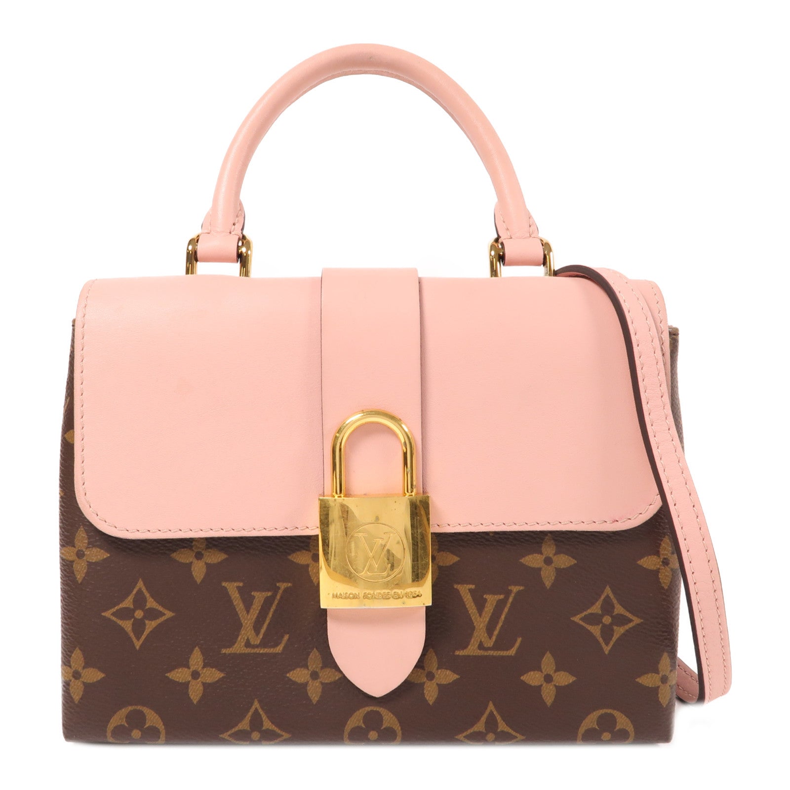 LOUIS VUITTON Monogram Locky BB金扣手挽肩背兩用袋啡色/粉紅色