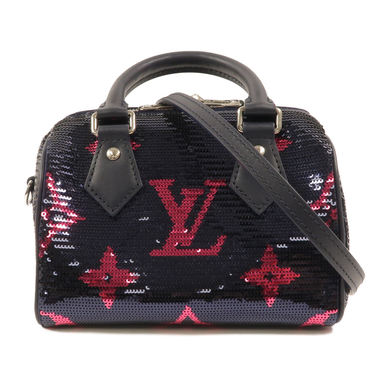 LOUIS VUITTON Satin/Sequins Speedy Bandouliere 18手挽肩背兩用袋