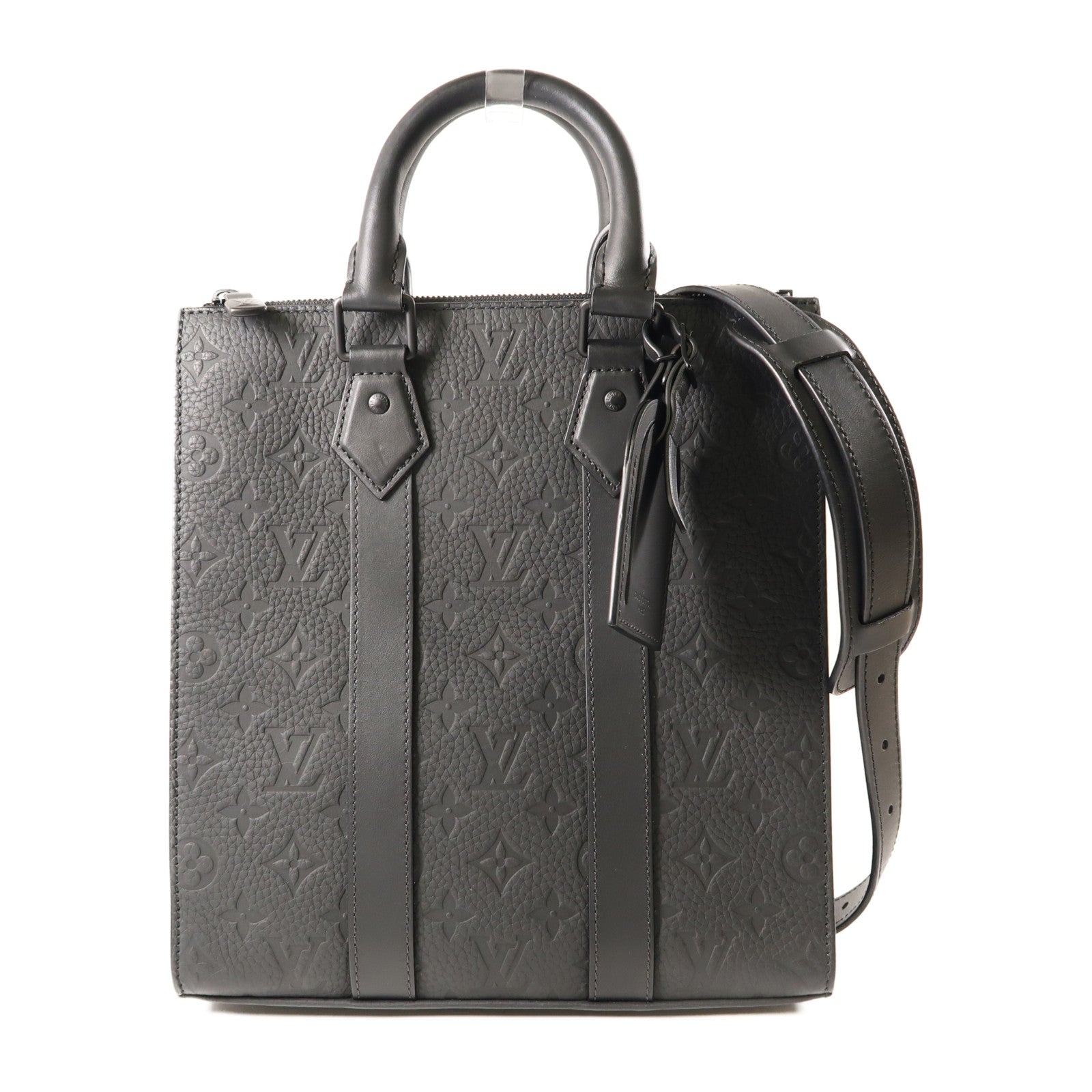 LOUIS VUITTON Taurillon皮革Sac Plat Cross手挽肩背兩用袋黑色